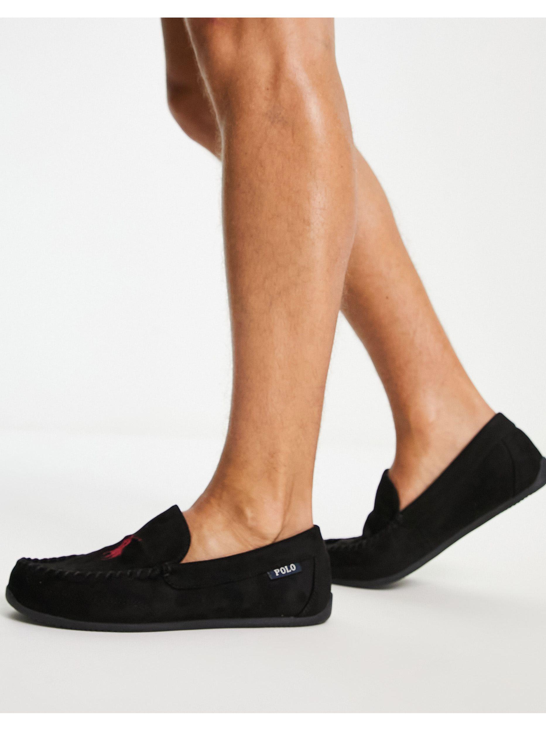 Polo Ralph Lauren Declan Moccasin Slippers in Black for Men | Lyst