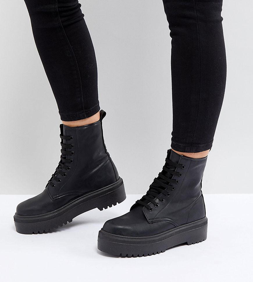 ASOS Denim Attitude Chunky Lace Up Ankle Boots in Black - Save 30% - Lyst