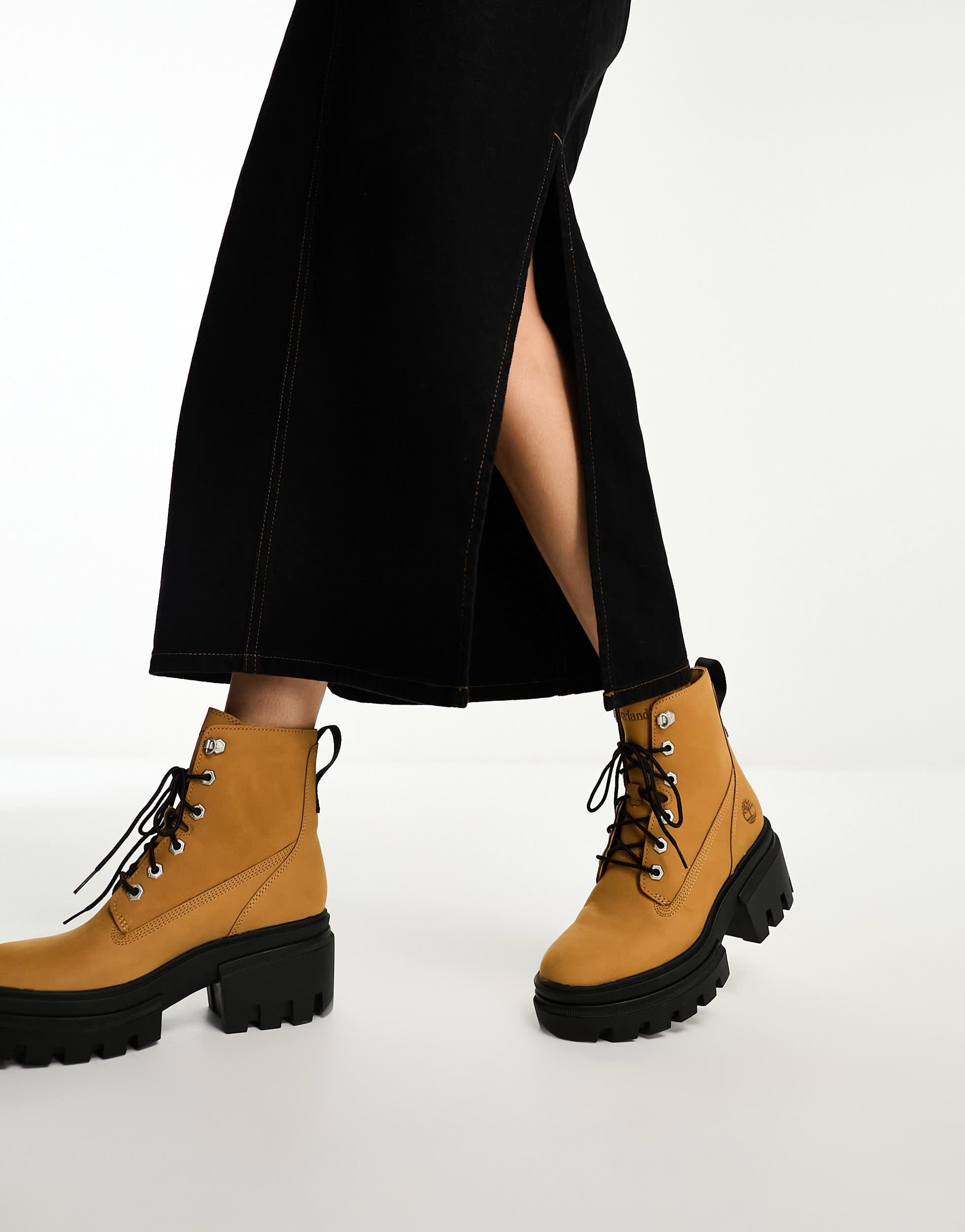 Timberland W'S EVERLEIGH 6IN LACE UP BOOT WHEAT N 国内発送 Women's Everleigh 6-Inch Lace-Up Boot