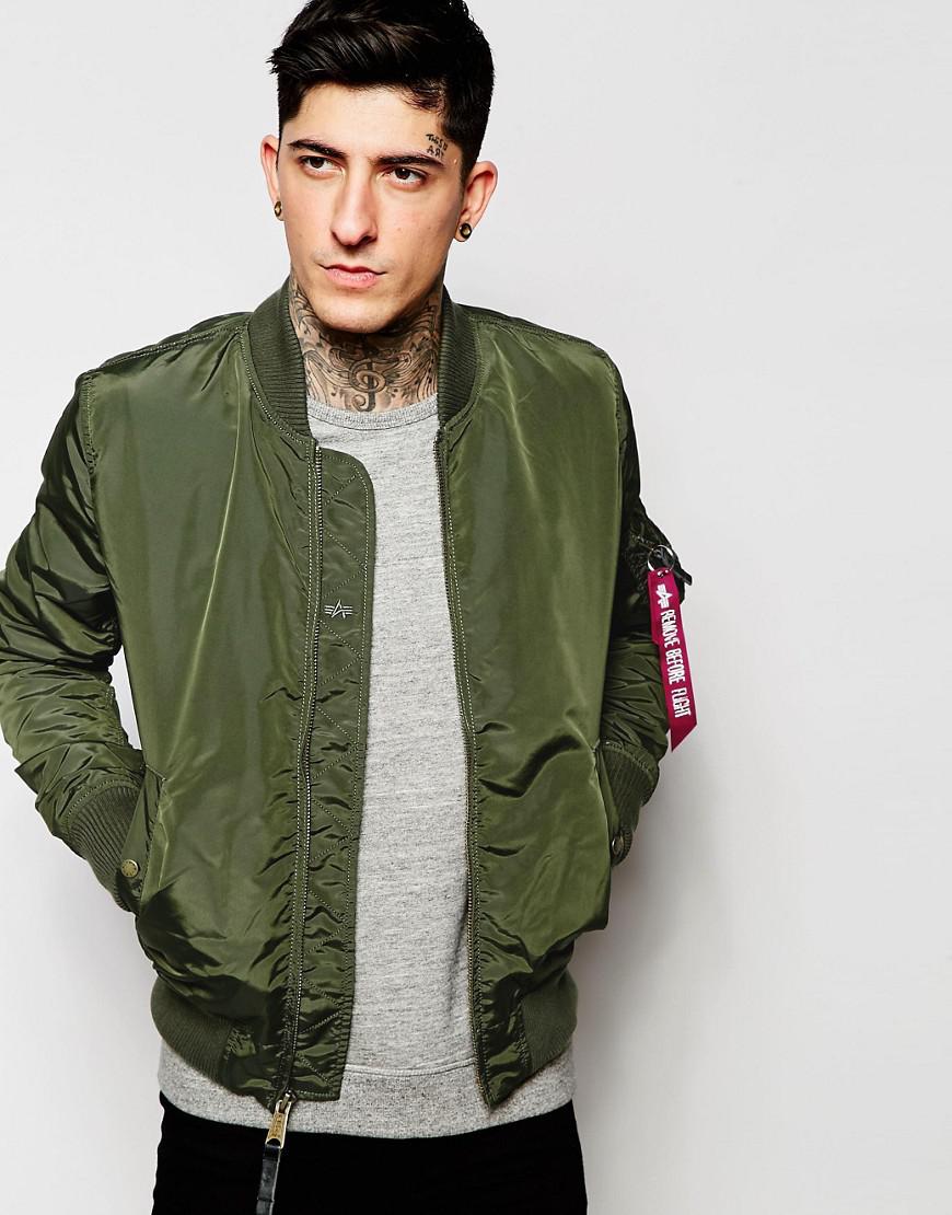 Alpha Industries Ma-1 Bomber Jacket Slim Fit in Green for Men - Lyst