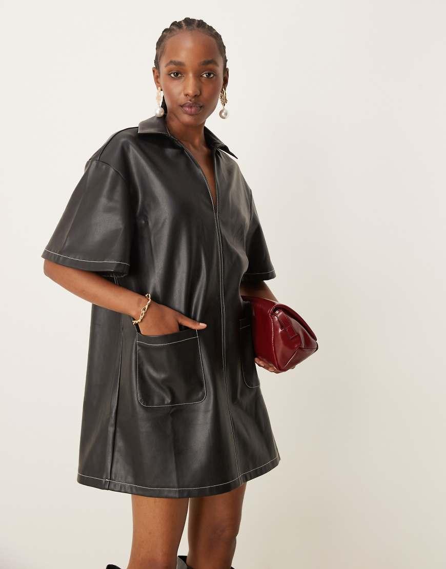 Satin Asos Black Shirt Dress ASOS DESIGN Satin Oversized Midi