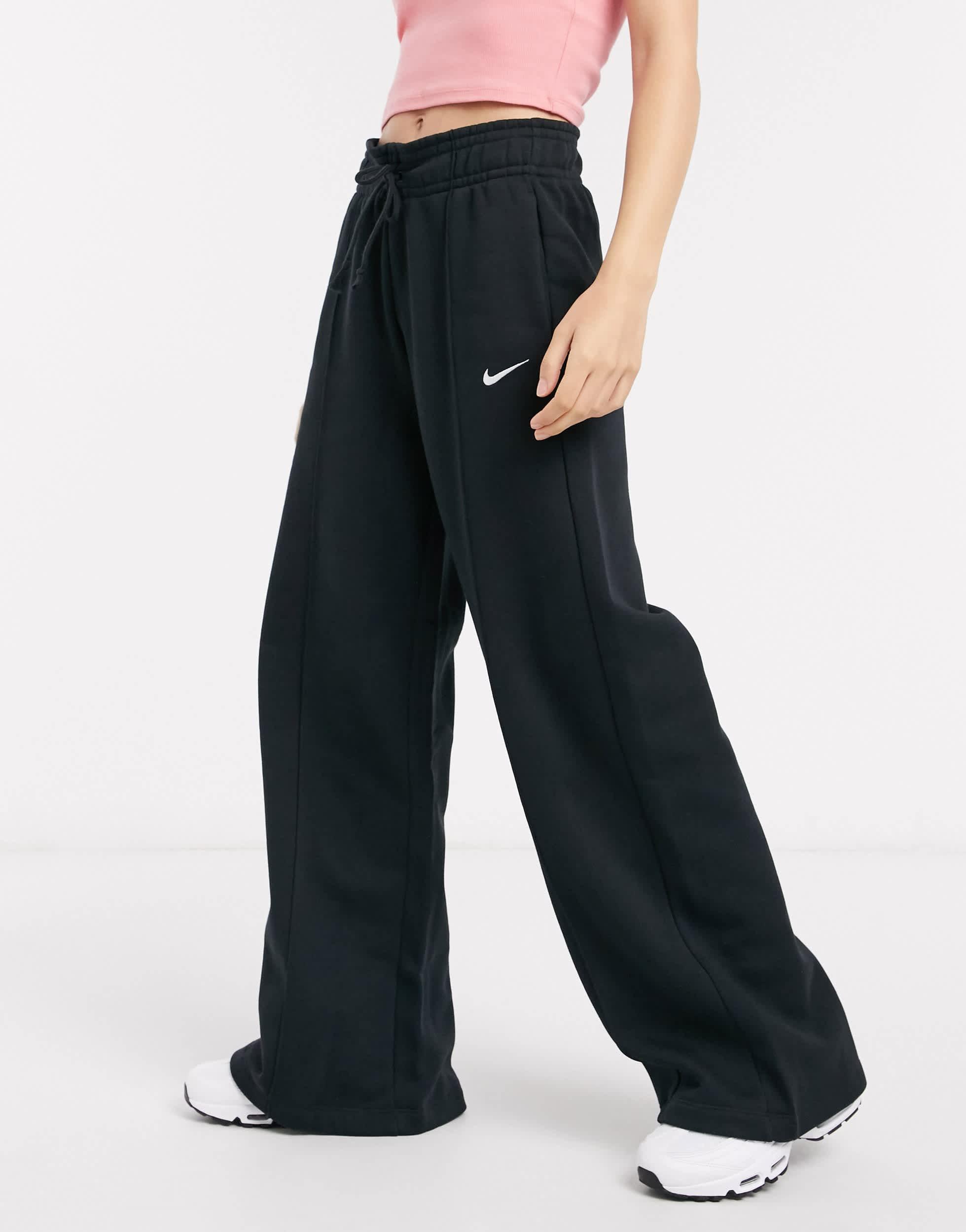 Lyst Nike Black Wide Leg High Waist Joggers Nike Mini Swoosh High