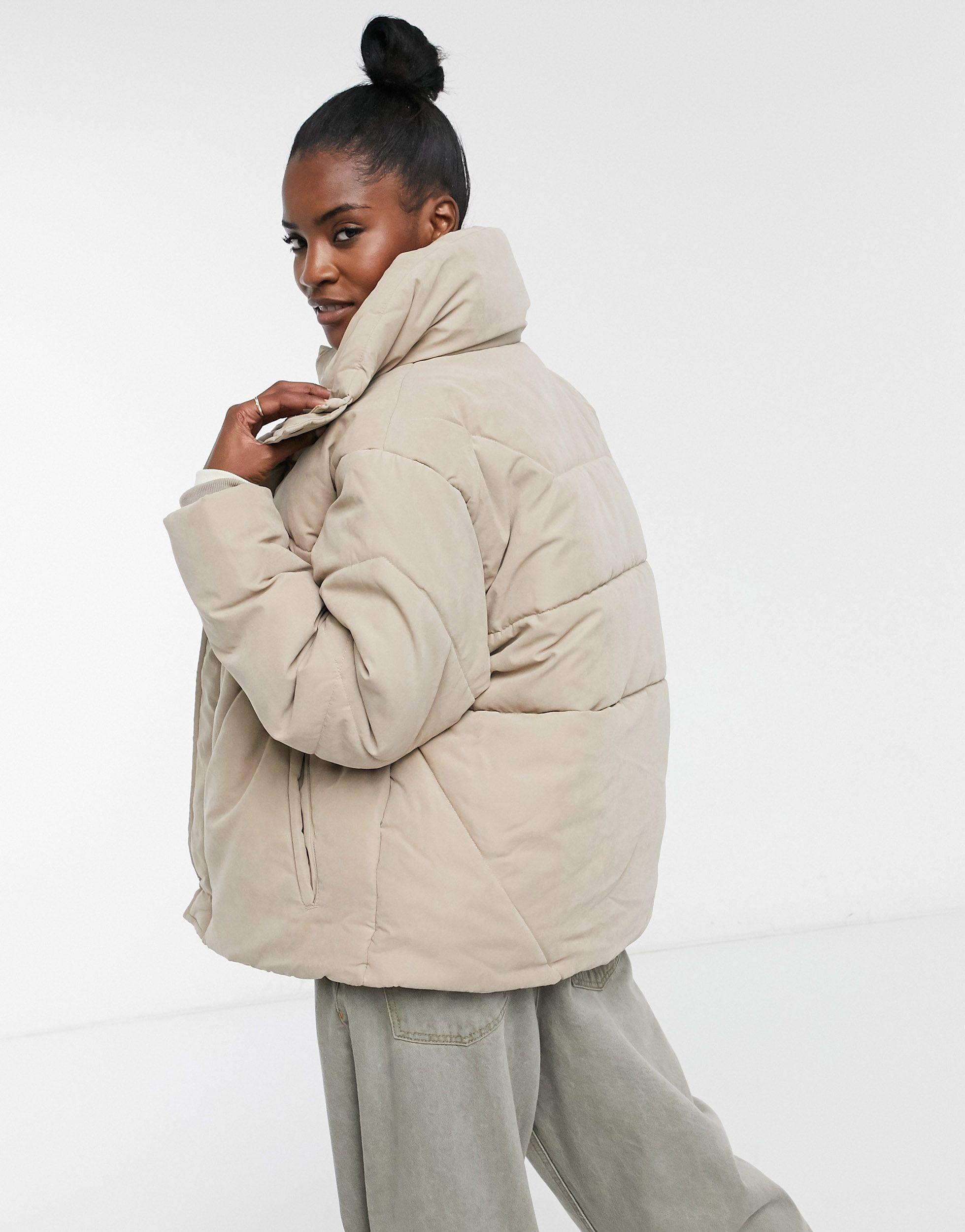 brown asos puffer coat