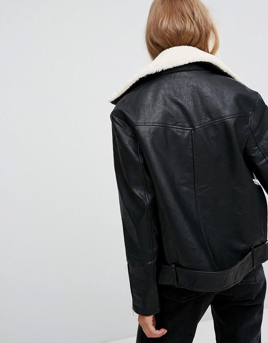 longline leather biker jacket