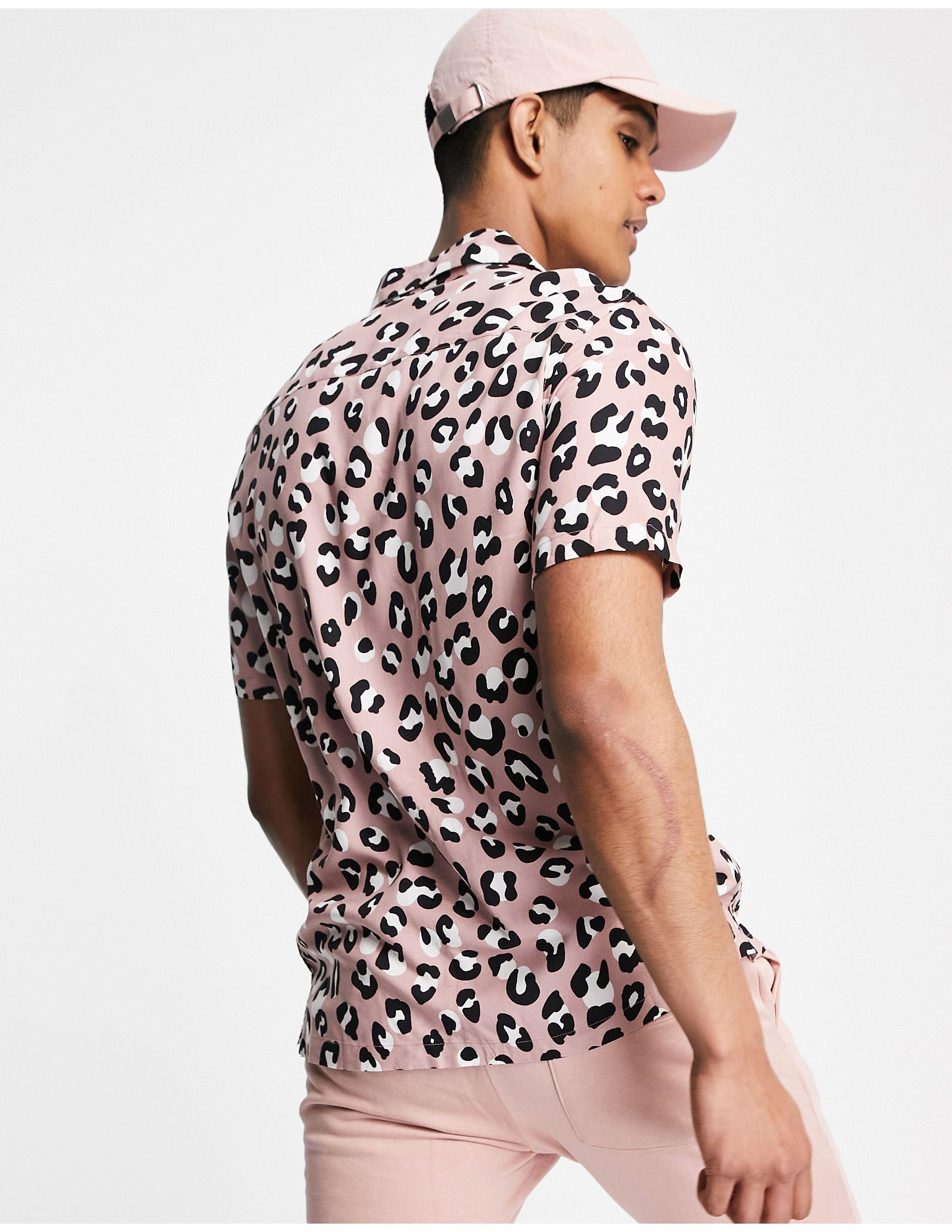 TOPMAN Animal Print Shirt in Pink for Men | Lyst