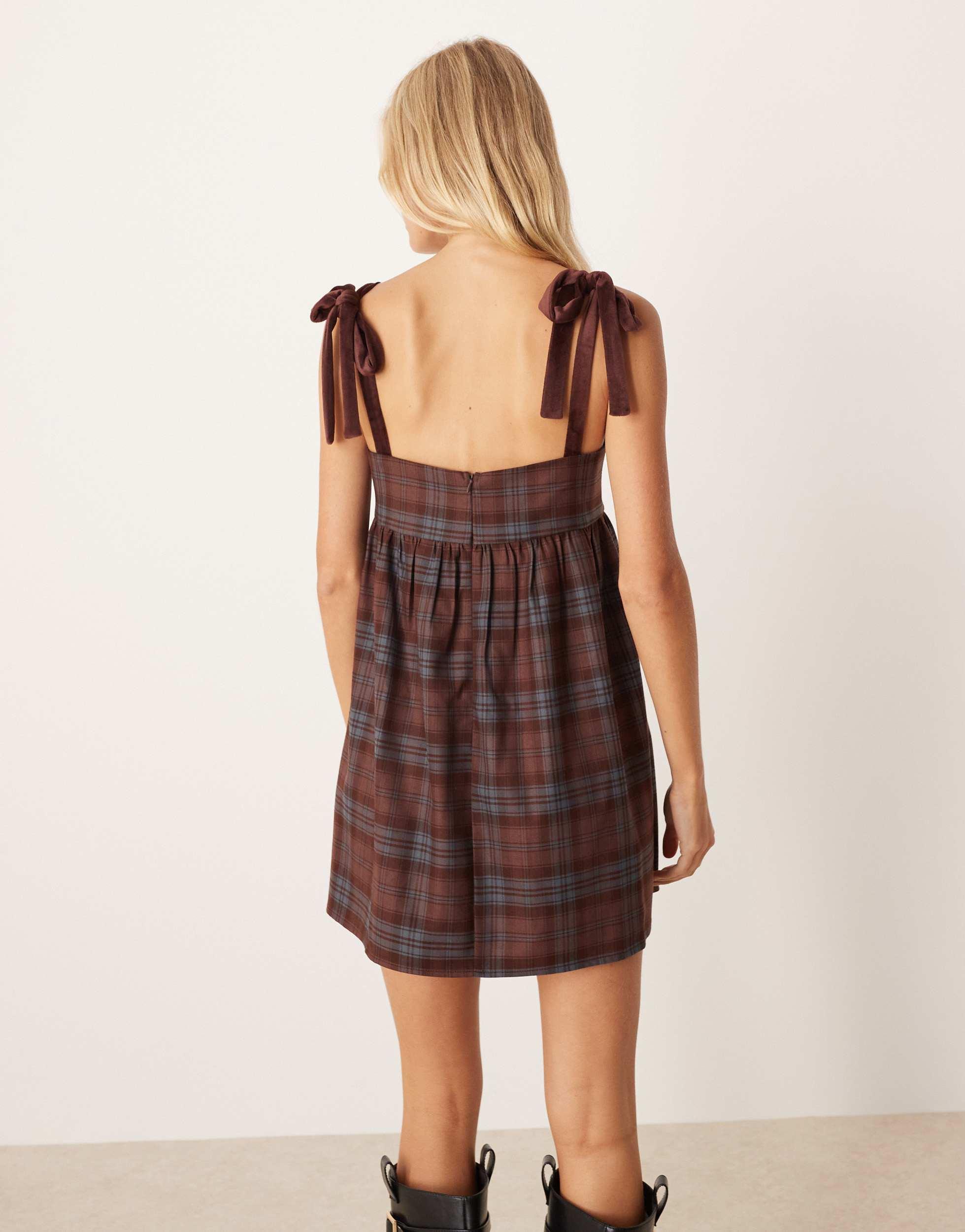 summer brunch dresses Thomasina Plus Size Plaid Pinafore Dress main image 0