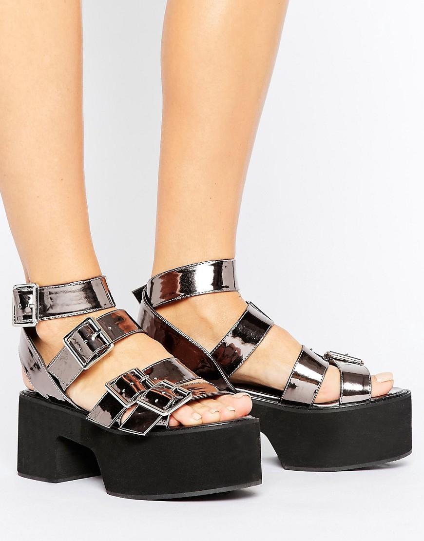 ASOS Toronto Chunky Buckle Sandals in Metallic Lyst