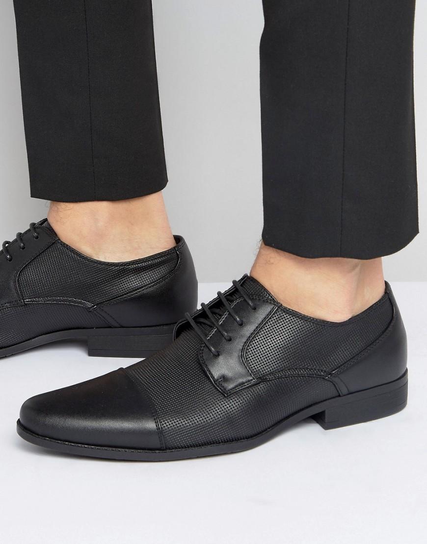 Lyst - Asos Derby Shoes In Black Faux Leather With Texture Emboss in ...
