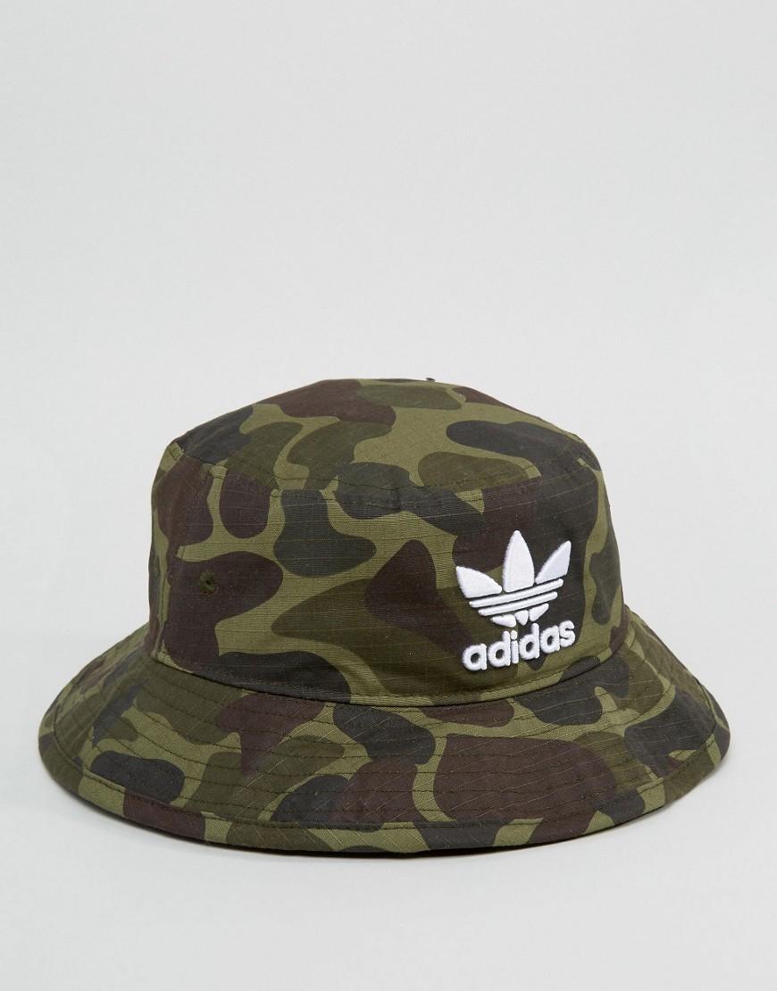 adidas Originals Cotton Bucket Hat In Camo Bk7618 in Green for Men | Lyst