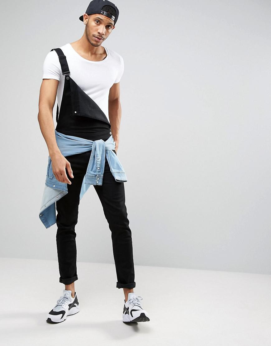 mens black overalls skinny