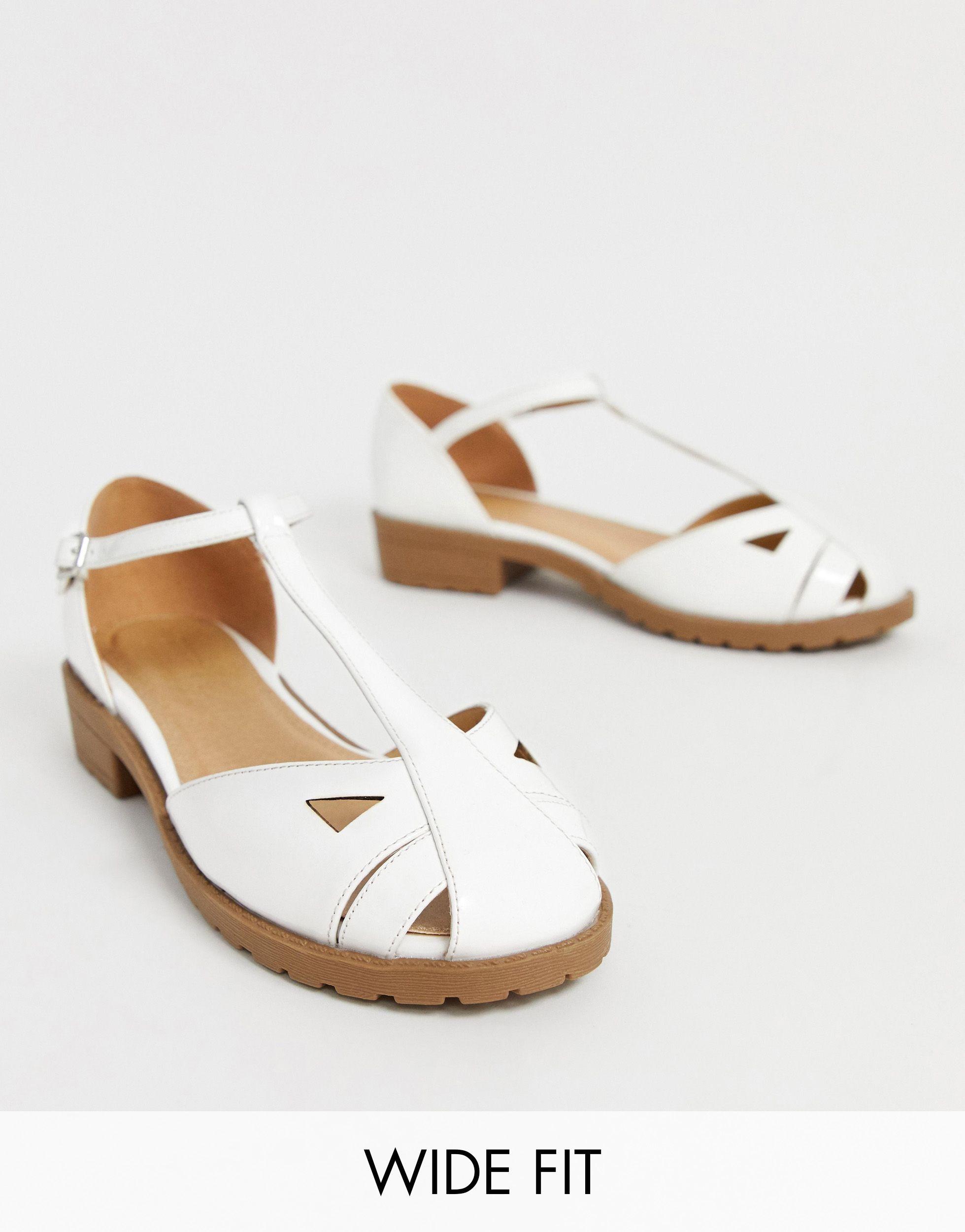 Asos Leder Micha Flache Weisse Schuhe In Weiss Lyst