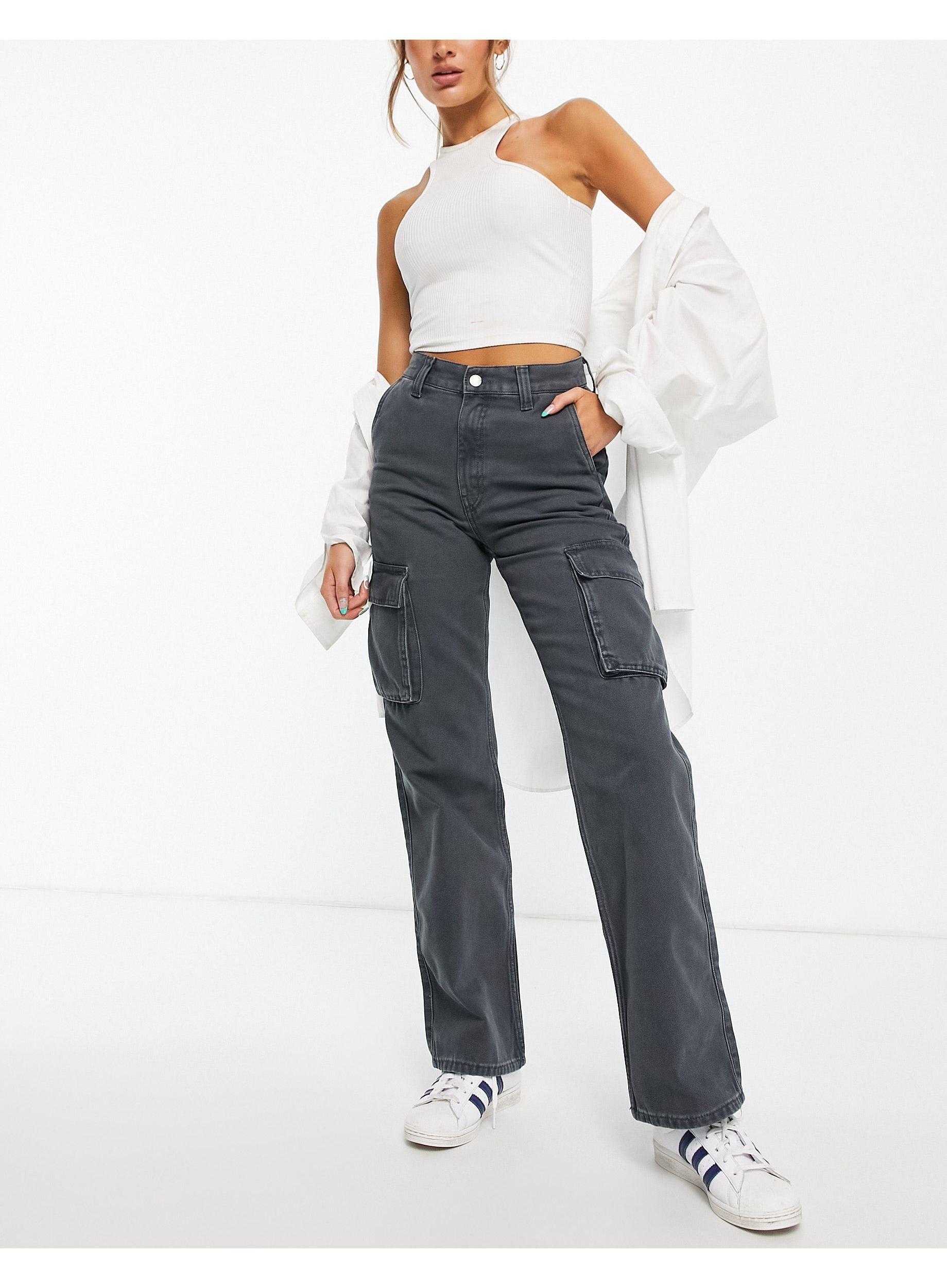 Dr. Denim Denim Echo Utility Wide Leg Trousers in Black | Lyst
