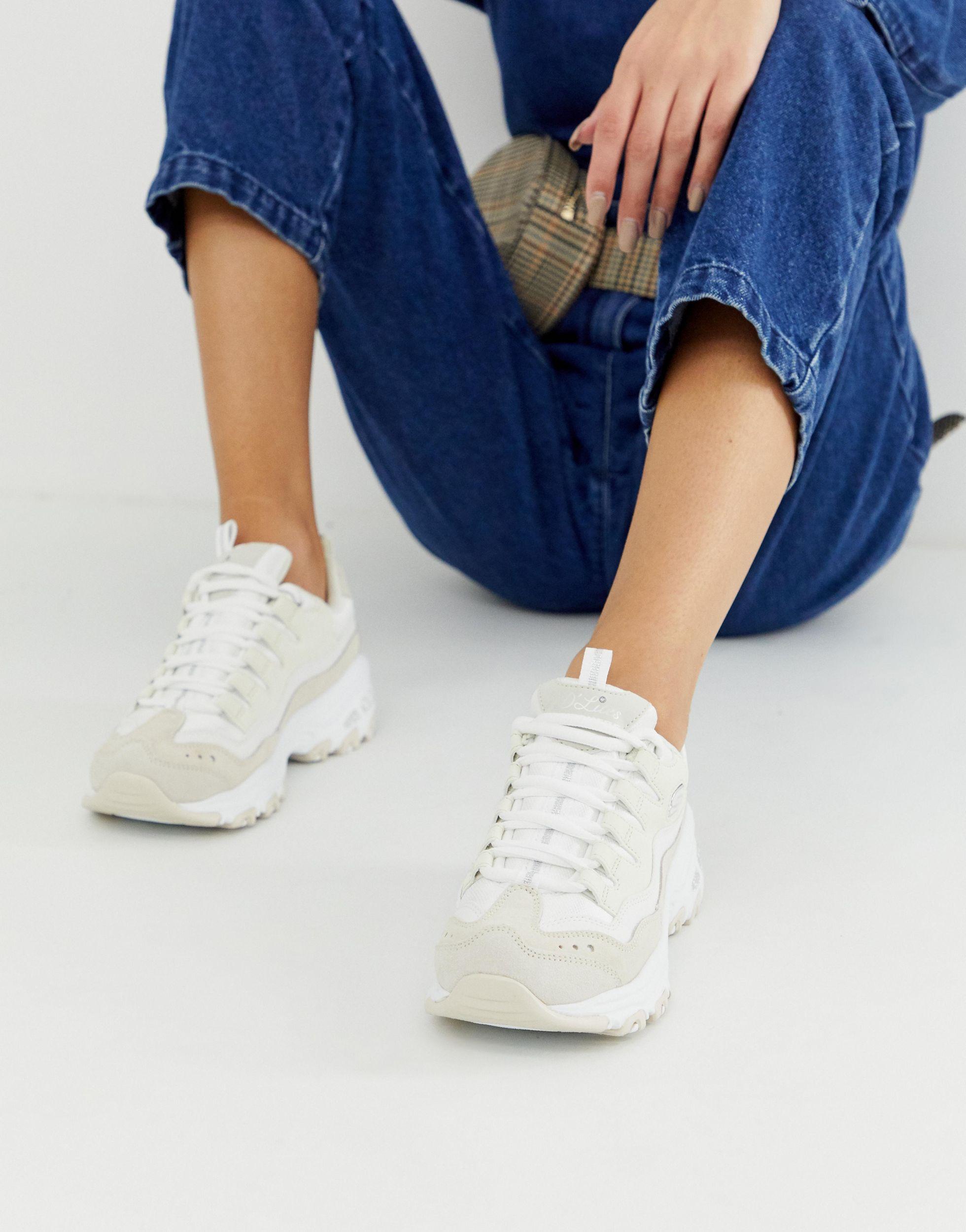 Skechers Leder – D'Lite – e Sneaker mit dicker Sohle in Weiß | Lyst DE