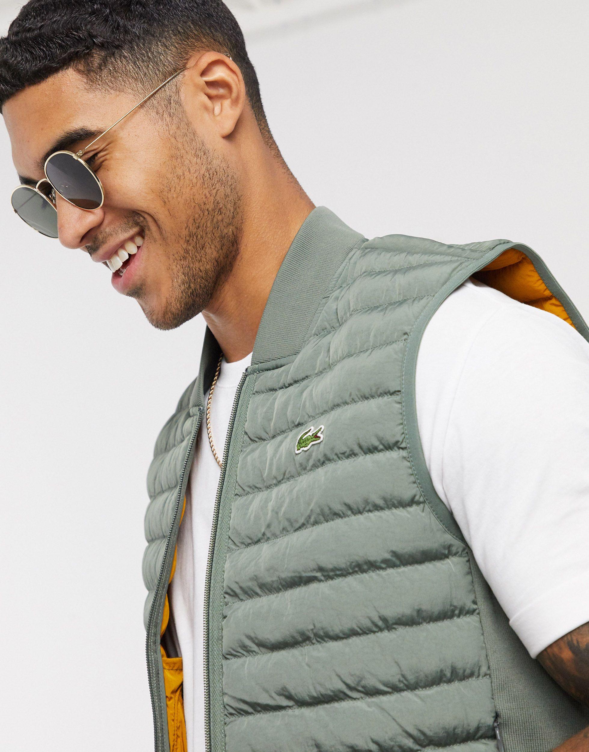 Lacoste Quilted Gilet Jacket in Green for Men | Lyst
