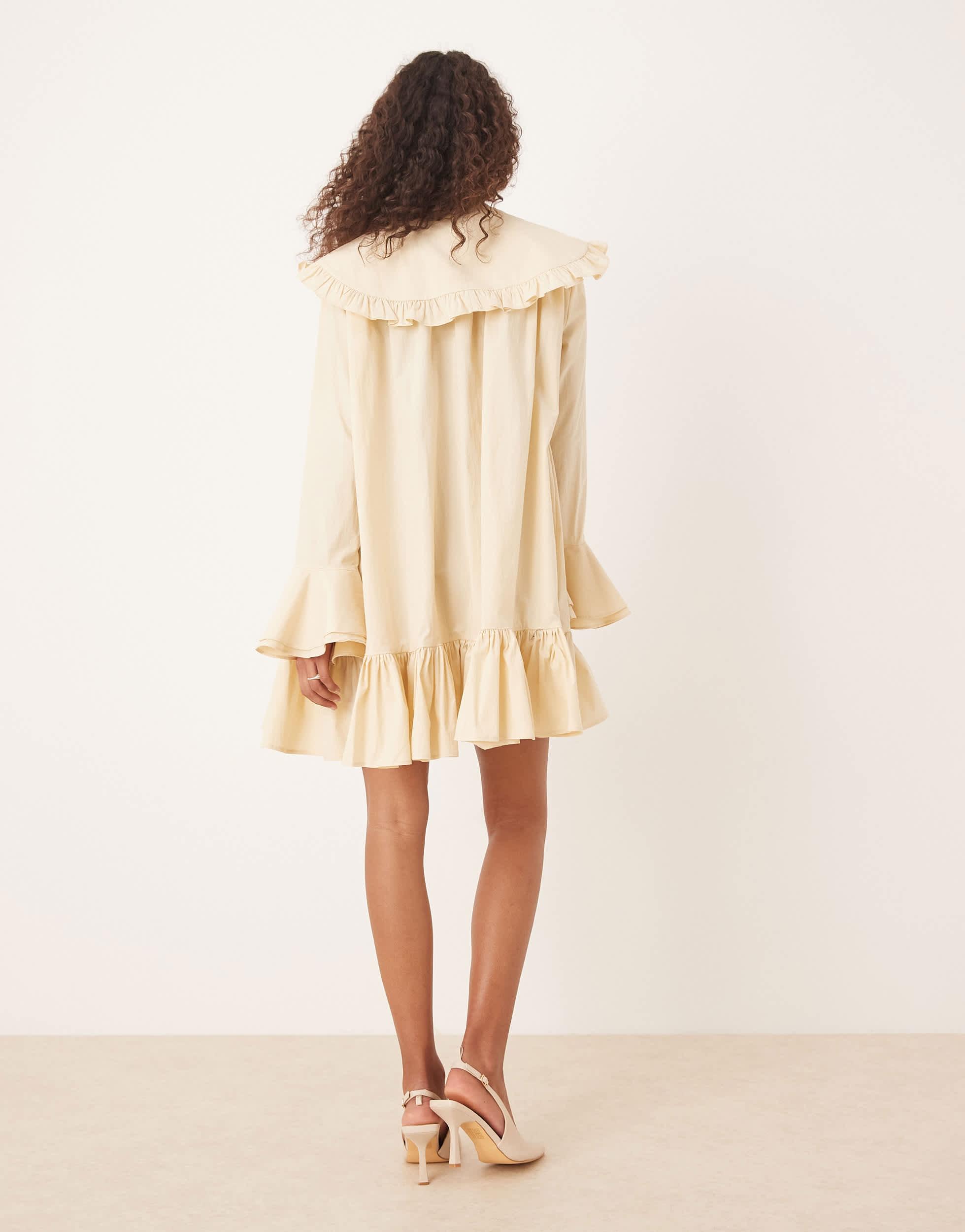 sister jane oversized collar corsage mini dress in black SISTER JANE Contrast Layered Oversized Collar Mini Dress