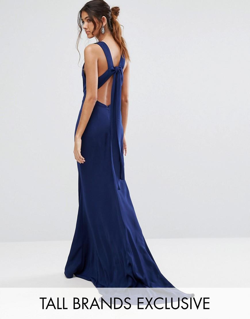 maxi dress with bow tie