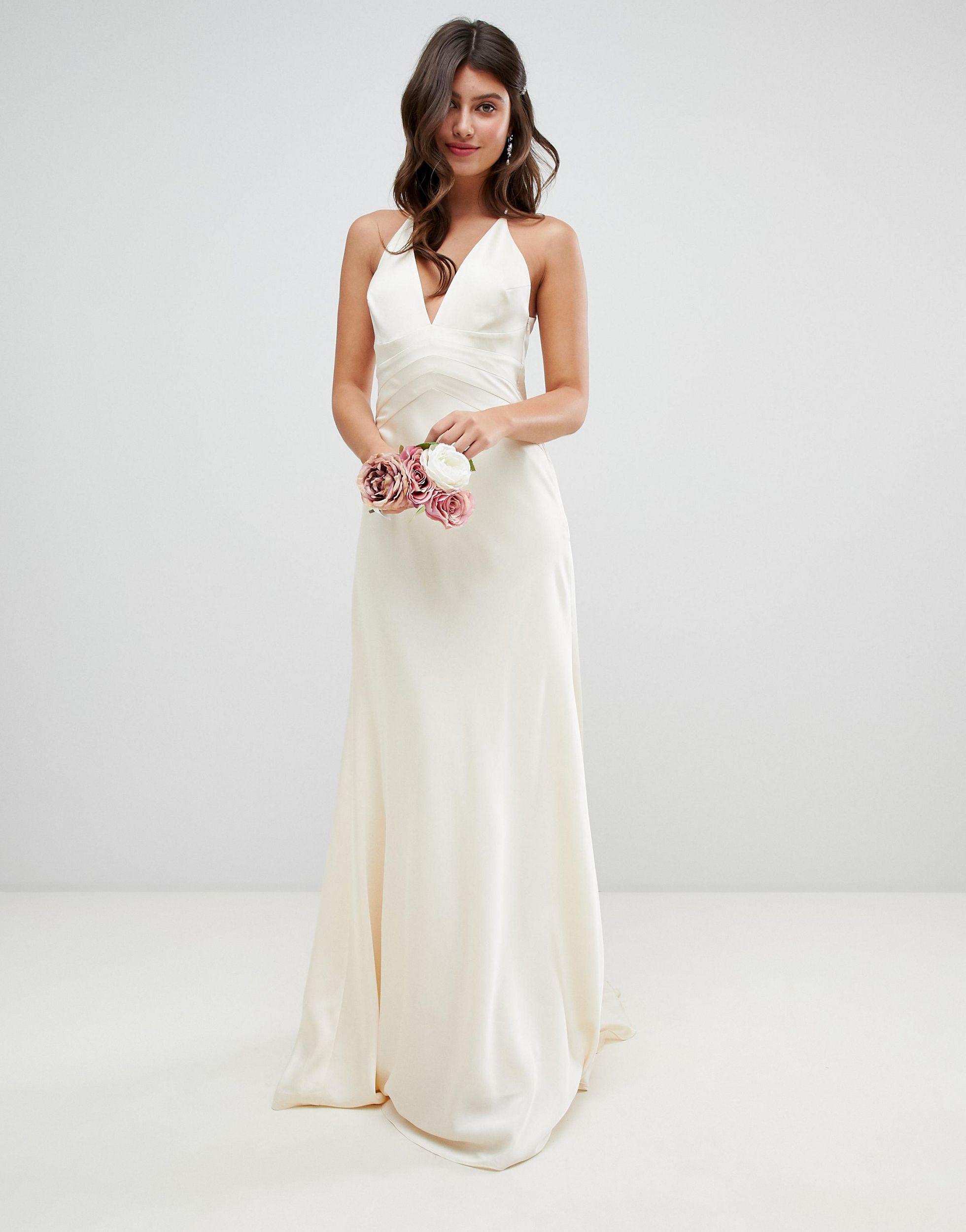 ASOS Satin Panelled Wedding Dress With Fishtail Lyst