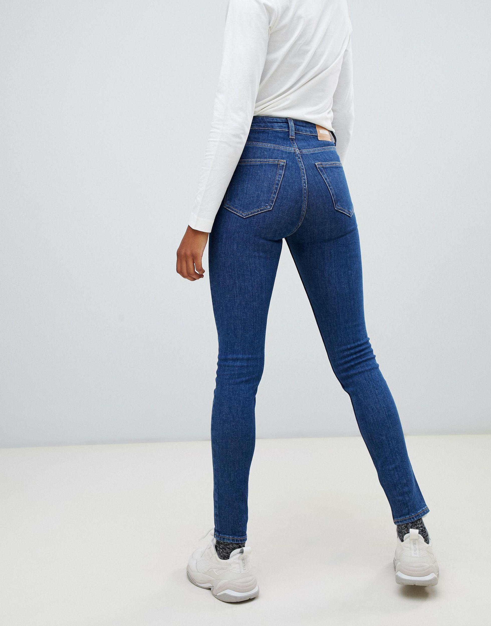Weekday Denim Thursday Organic Cotton High Waist Skinny Jeans in Blue - Lyst