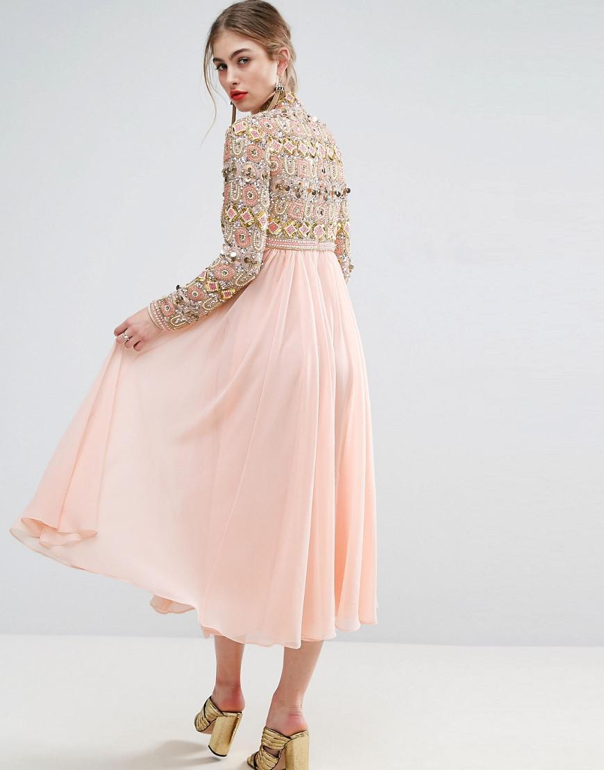 long sleeve midi skater dress
