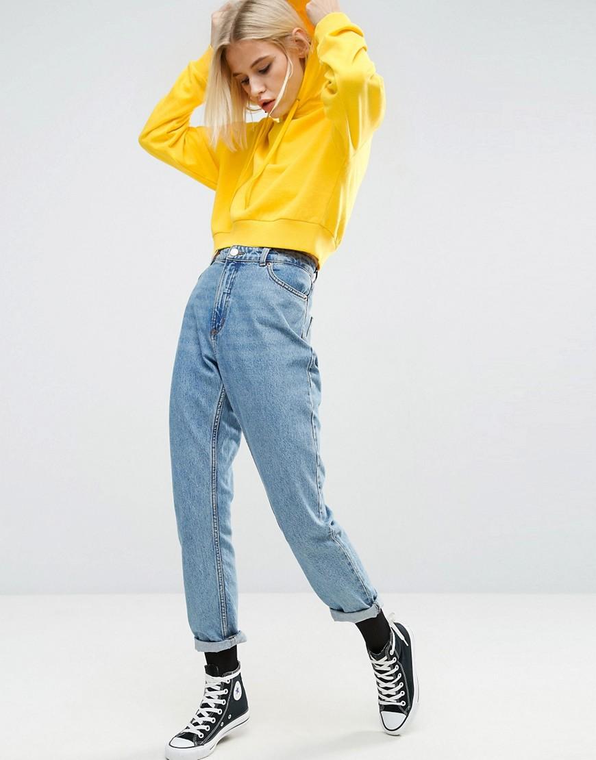 Asos Cotton Asos Cropped Pullover Hoodie In Yellow