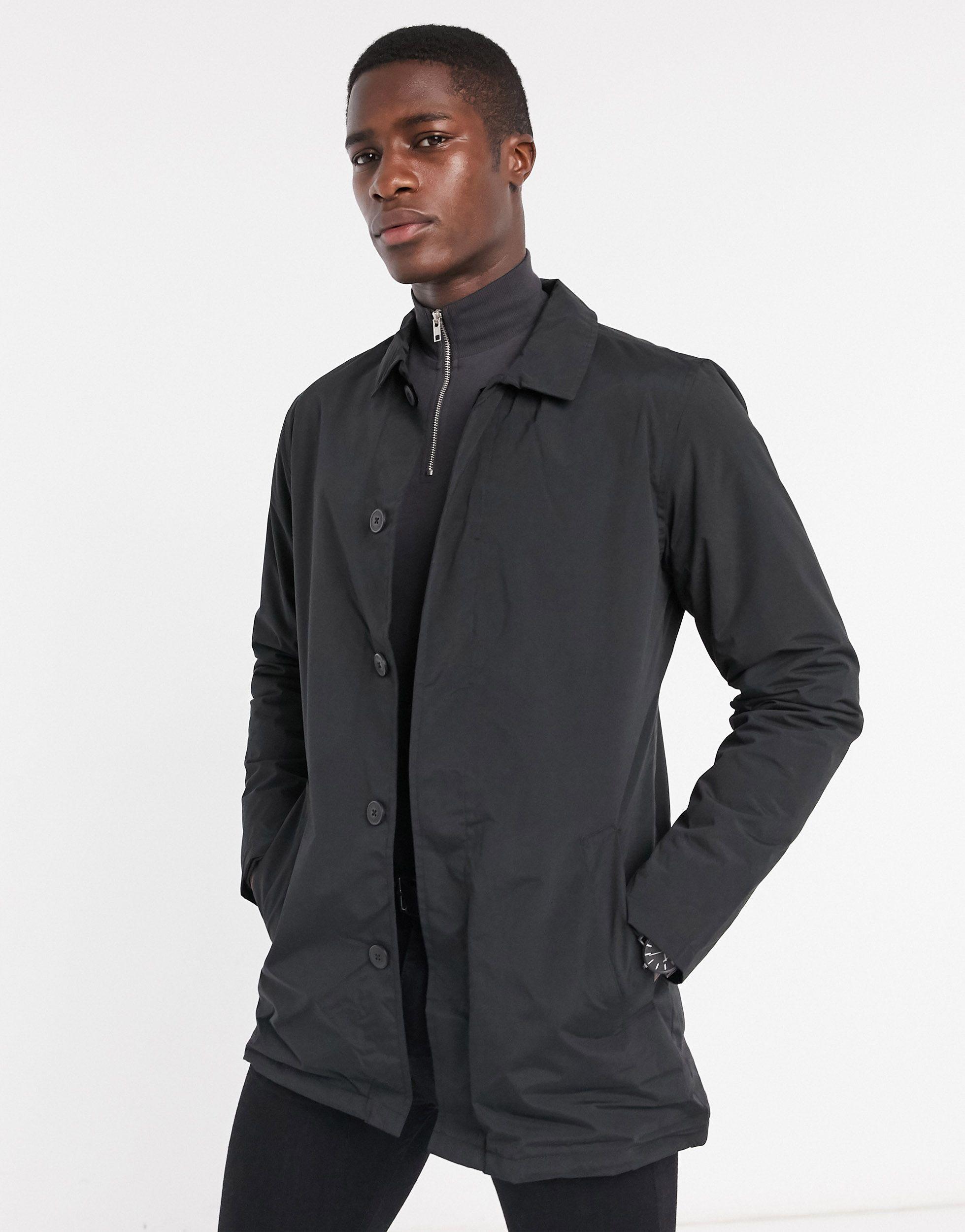French Connection Lined Mac Jacket in Black for Men | Lyst