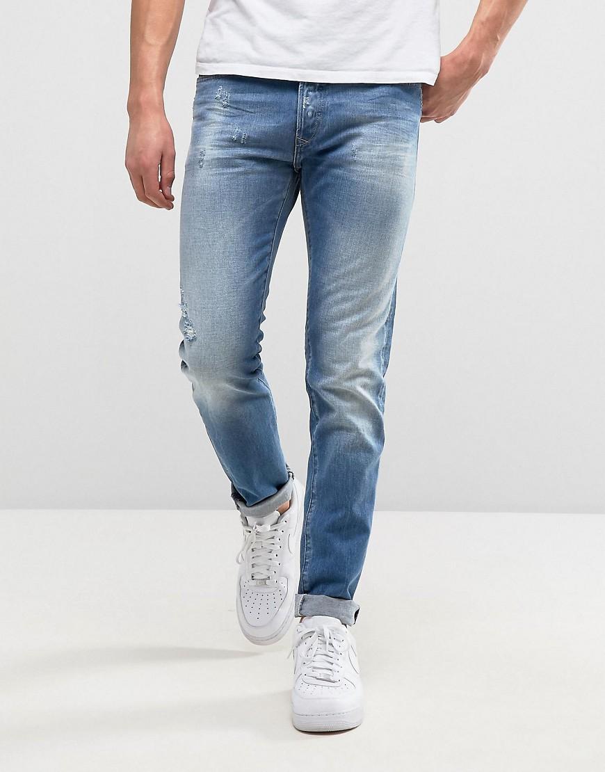 Replay Denim 901 Tapered Fit Jean Broken Mid Wash in Blue for Men - Lyst