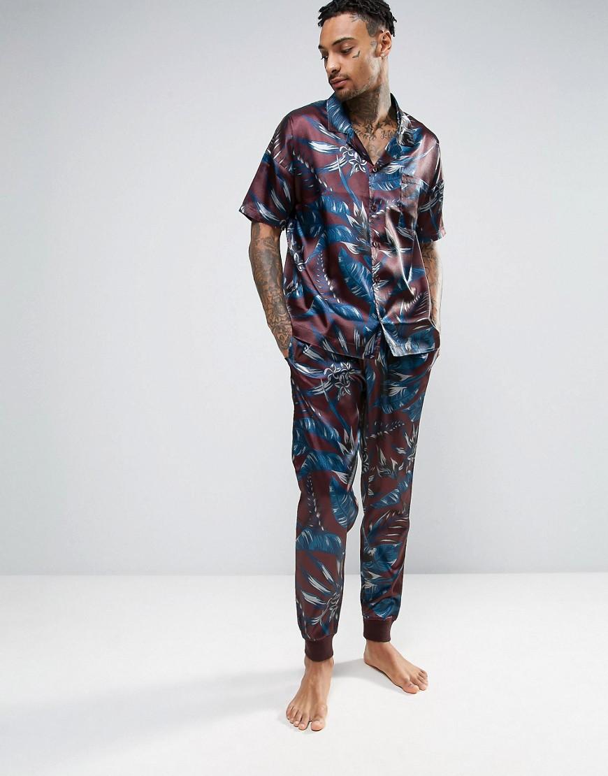 ASOS Slim Satin Pyjama Bottom With Paisley Print in Red for Men | Lyst