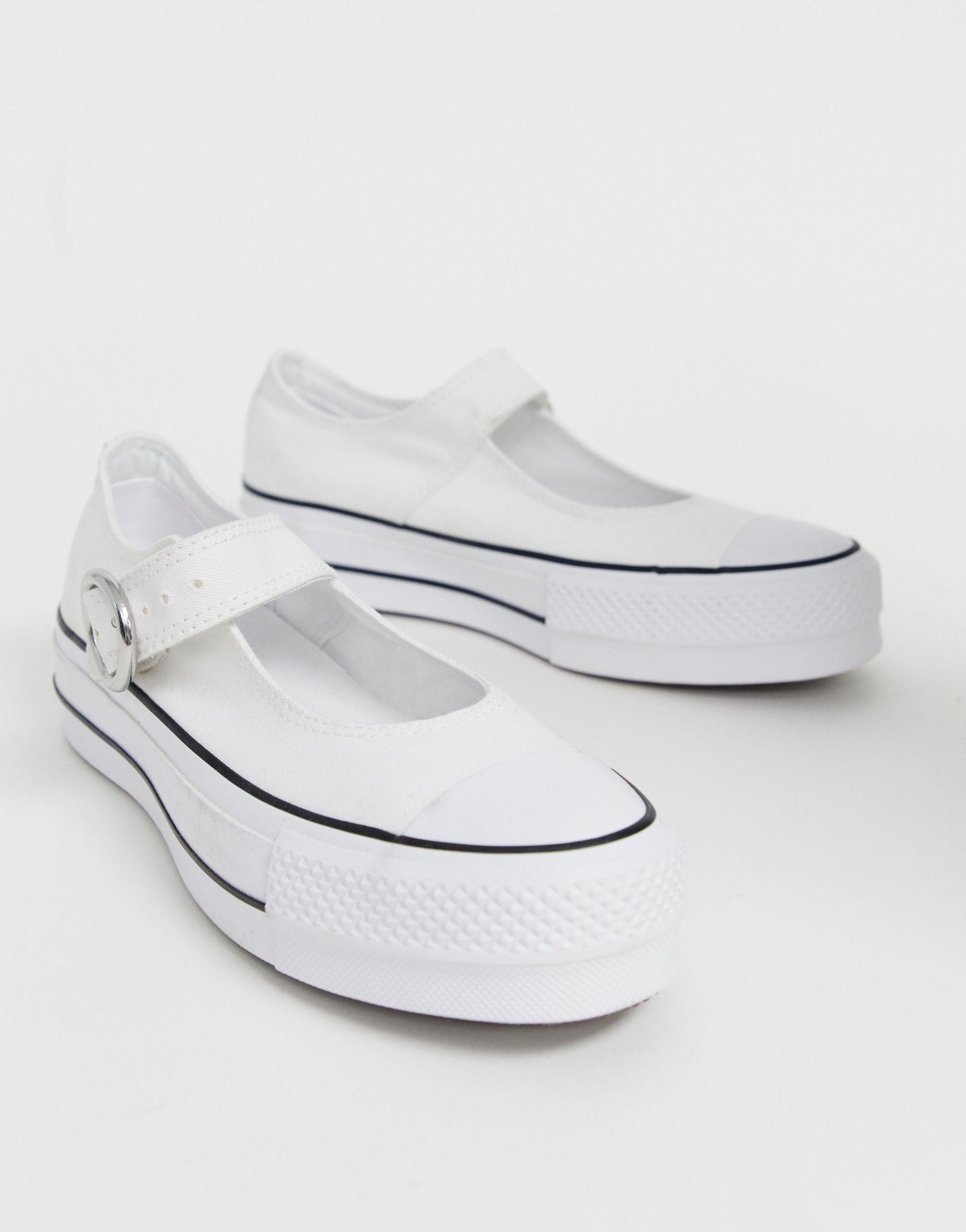 Converse Chuck Taylor Mary Jane White Canvas Shoes | Lyst