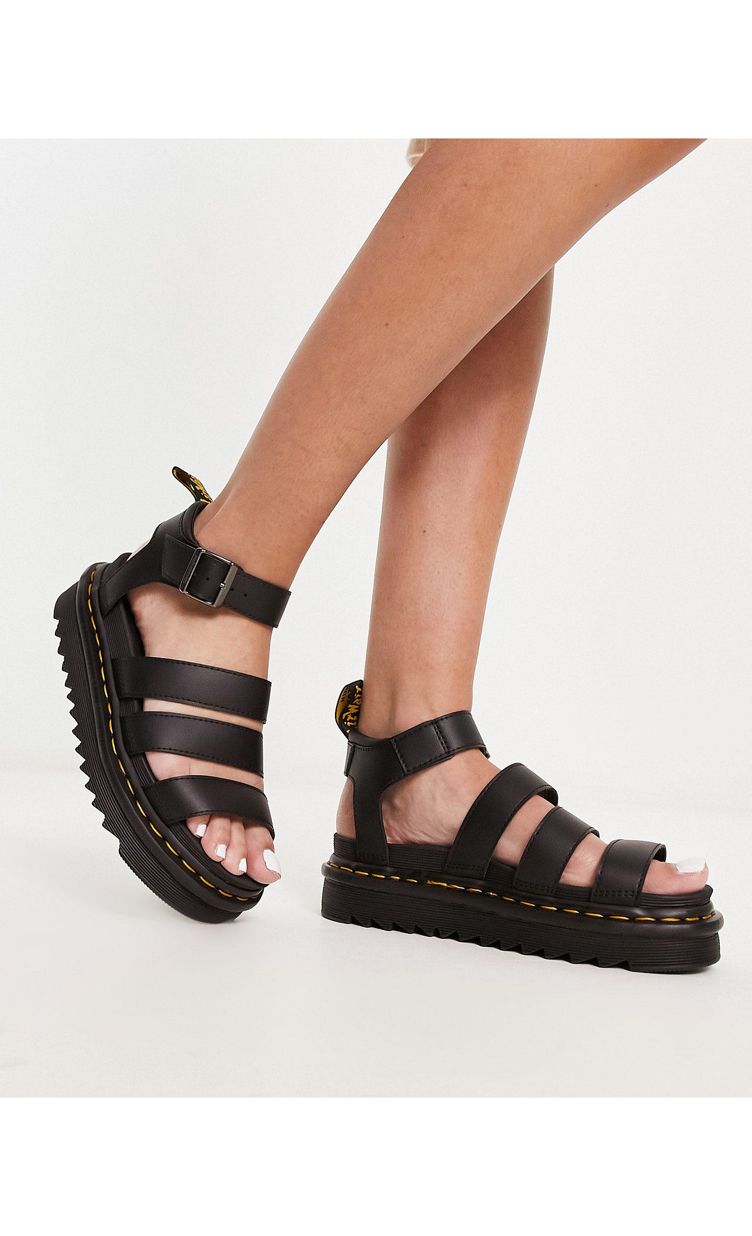 Dr. Martens Vegan Blaire Chunky Sandals in Black | Lyst