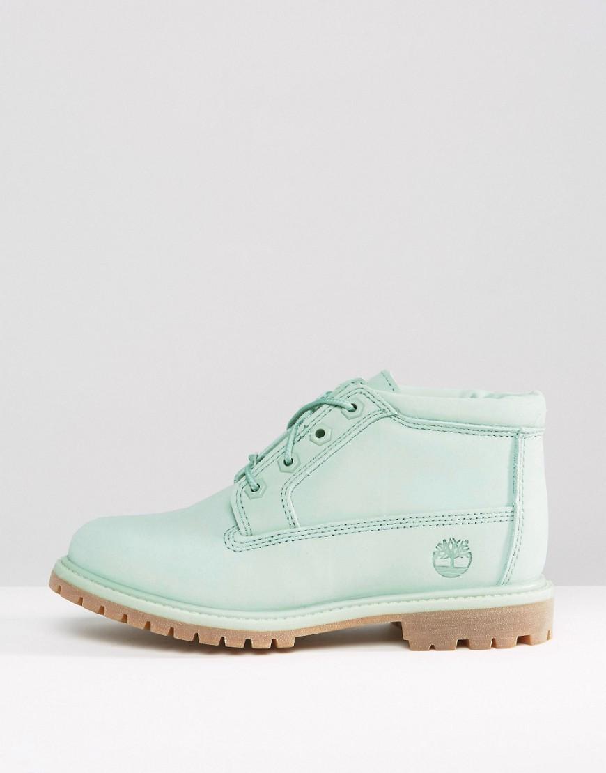 Timberland Leather Nellie Chukka Double Mint Green Lace Up Flat Boots - Lyst