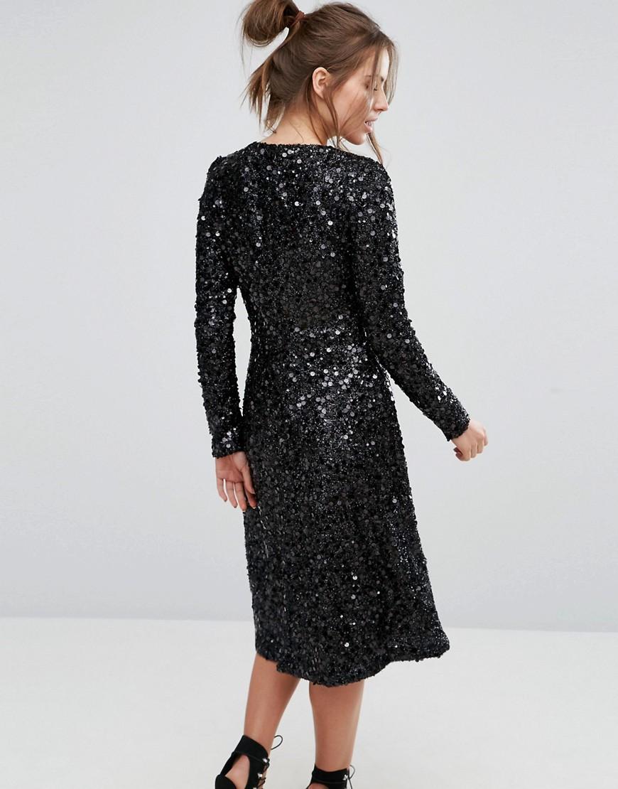 warehouse sequin wrap dress