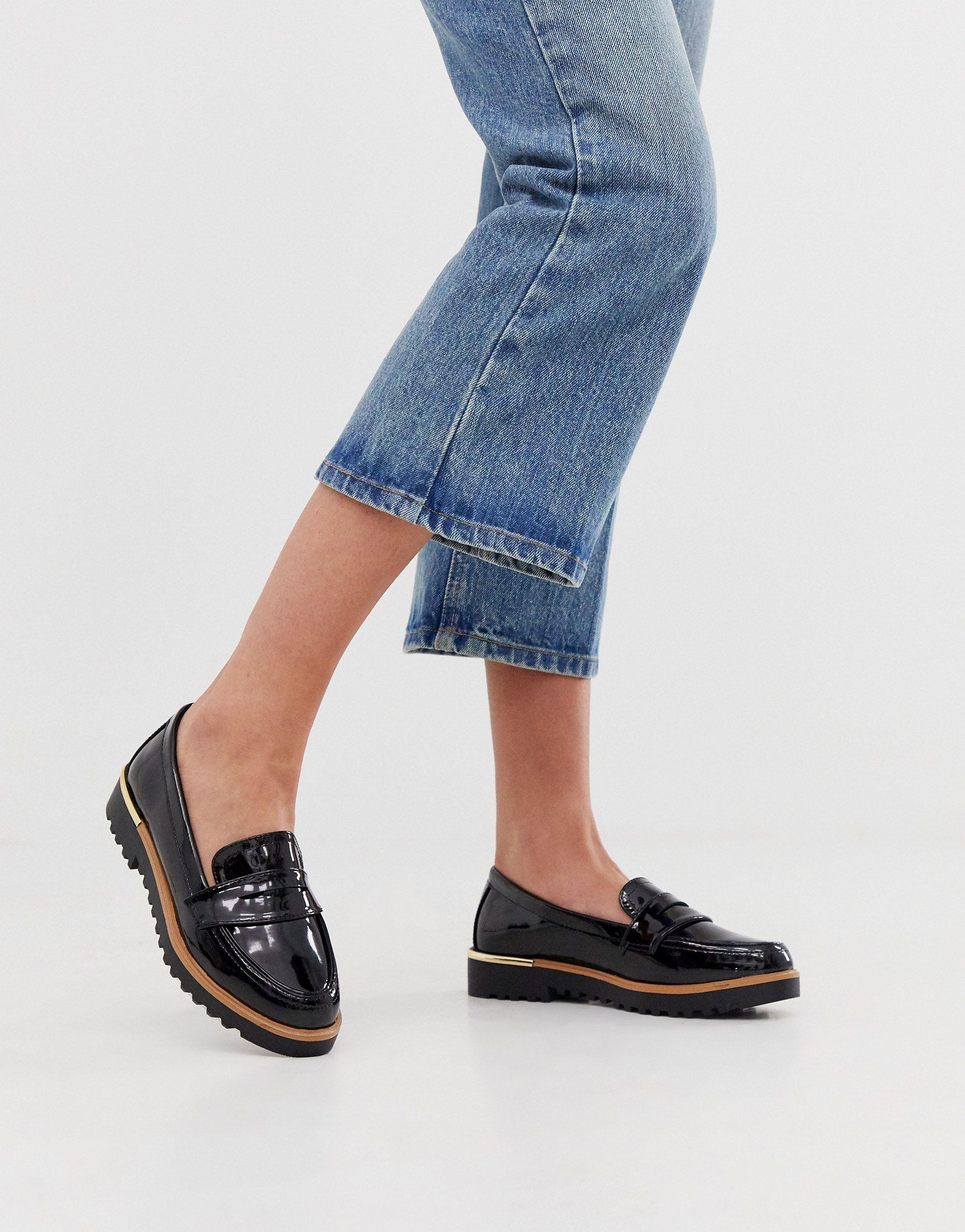 New Look Chunky Patent Loafers in Black | Lyst