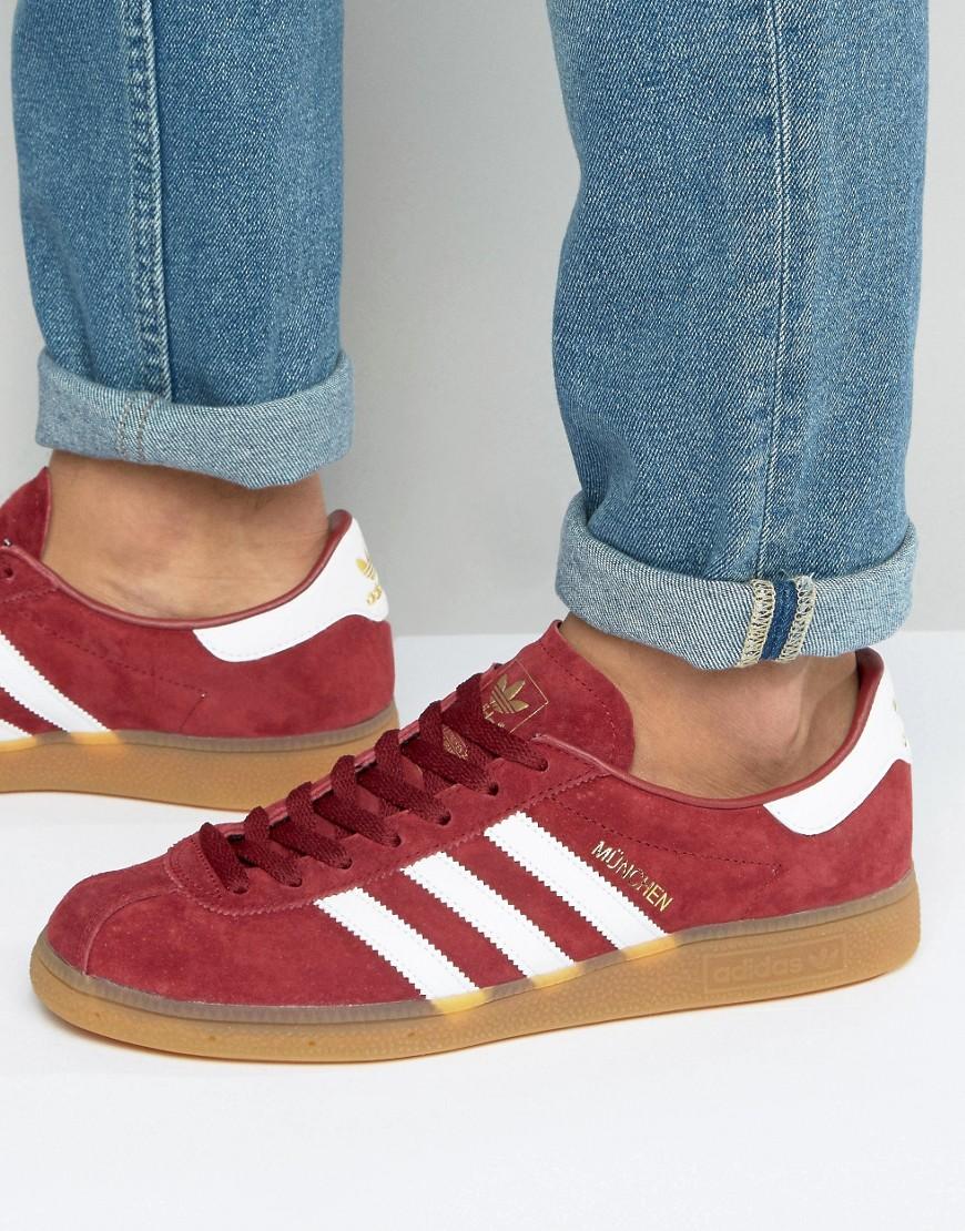 adidas Originals Suede Munchen Sneakers In Red Bb2776 for Men - Lyst
