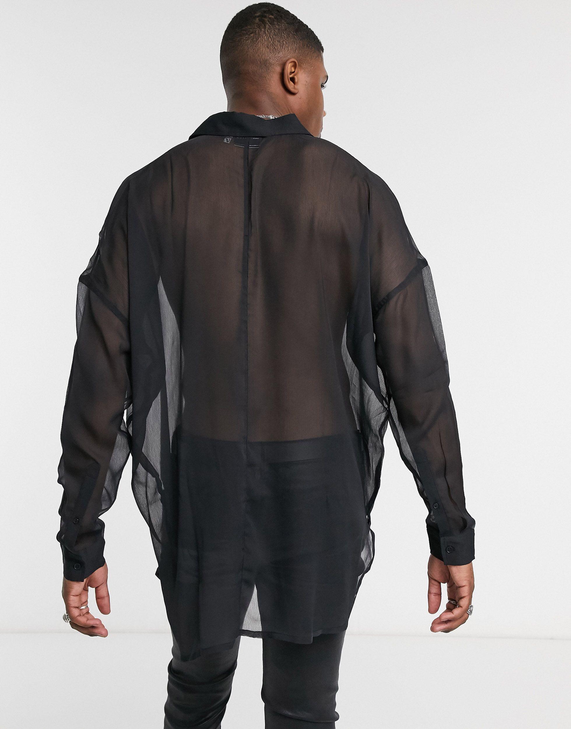 Camicia ampia trasparente nera da Uomo di ASOS in Nero | Lyst