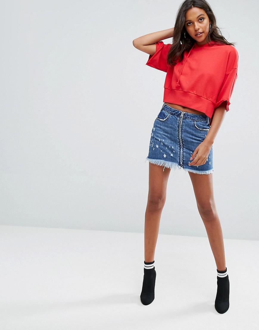 missguided distressed denim skirt