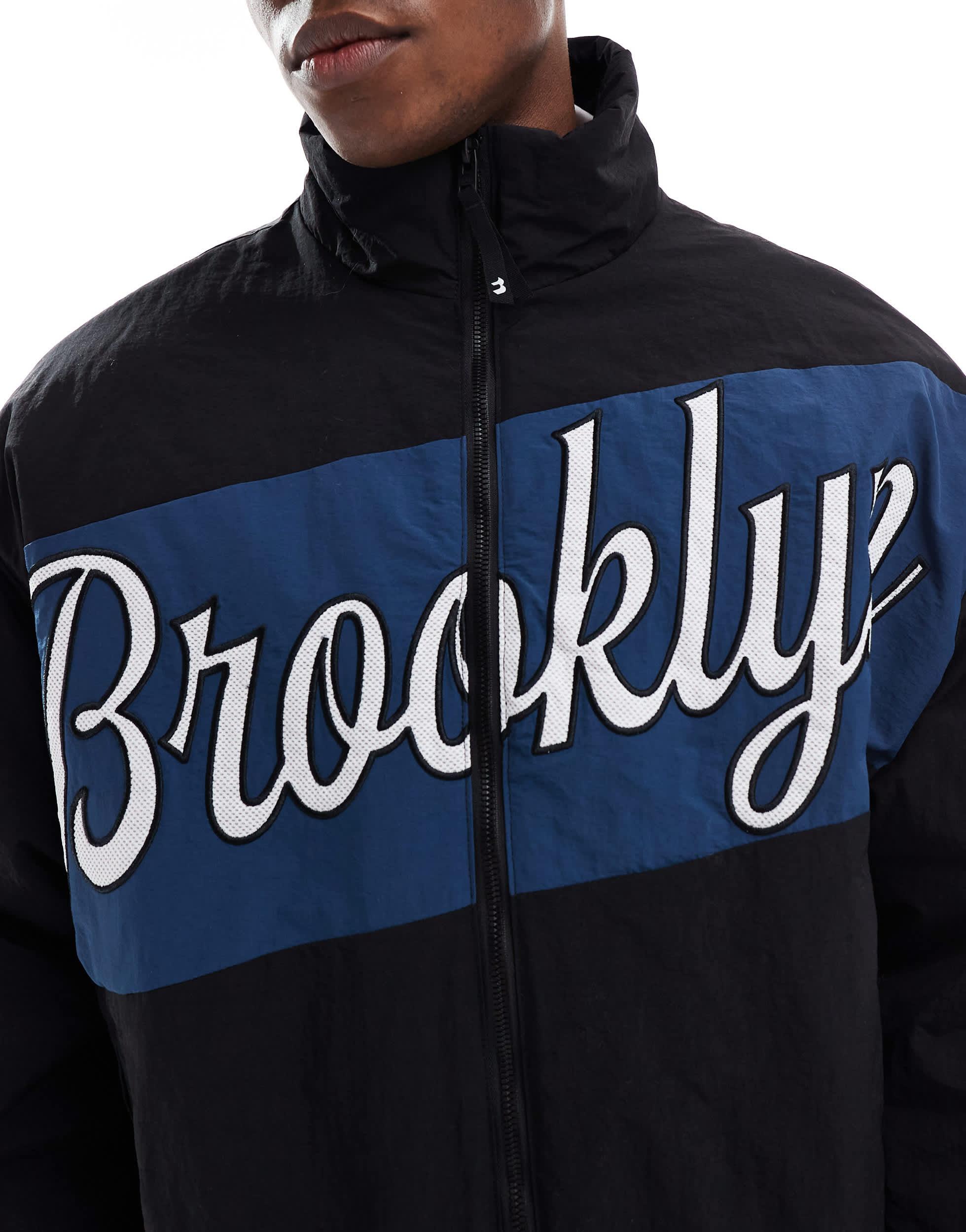 Bershka Brooklyn Nylon Track Jacket in Blue for Men | Lyst