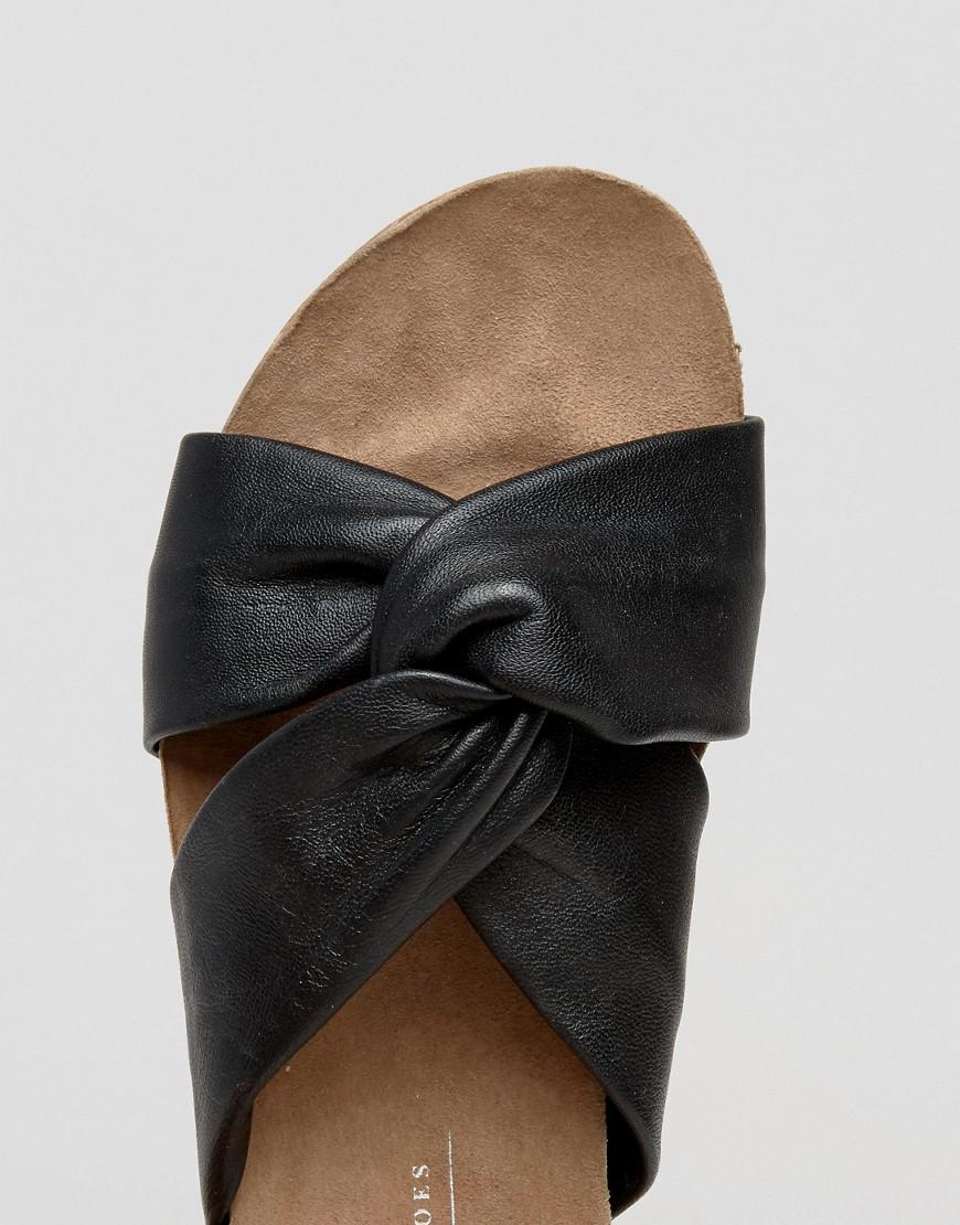 leather platform sliders