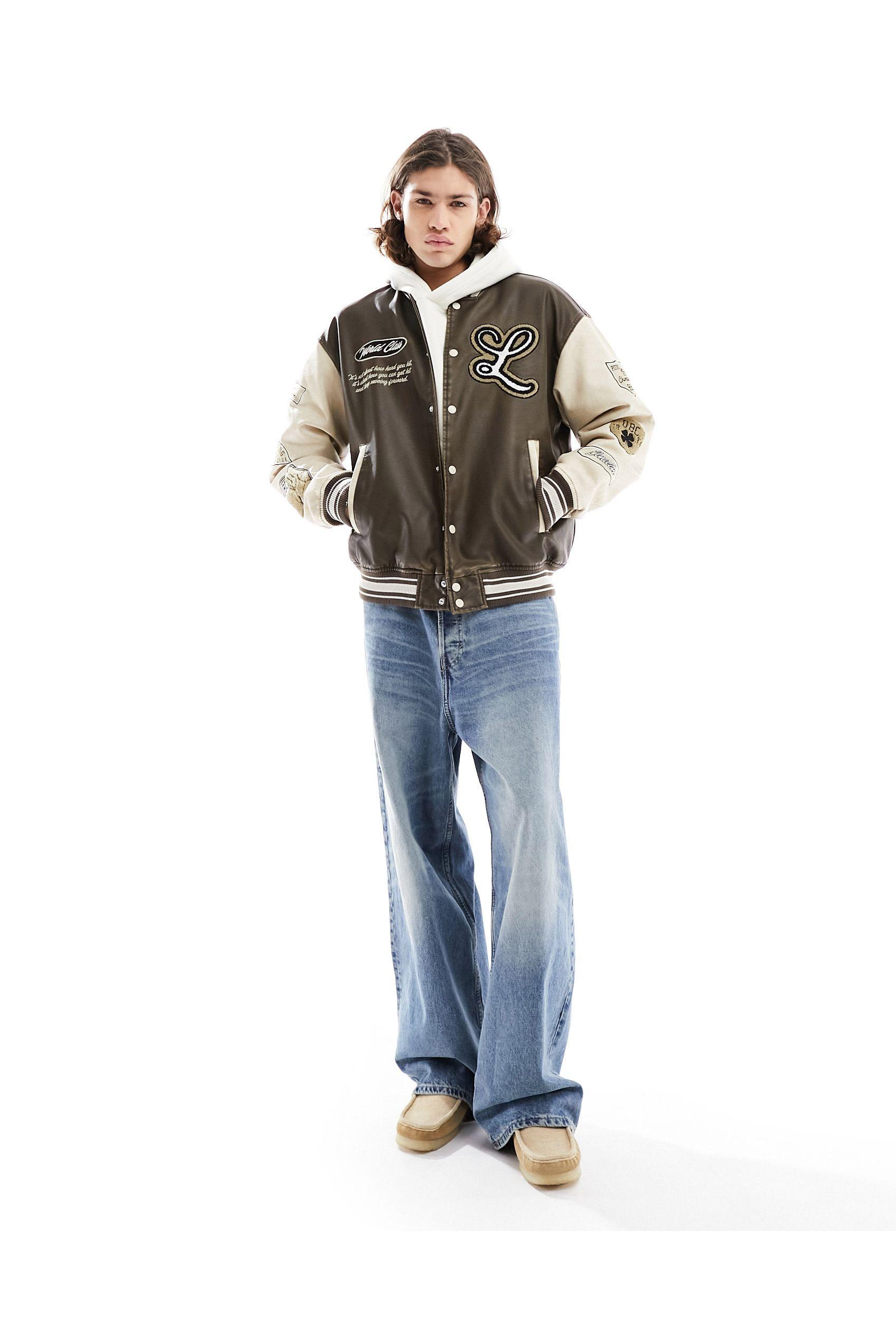 Faux Leather Bomber Jacket