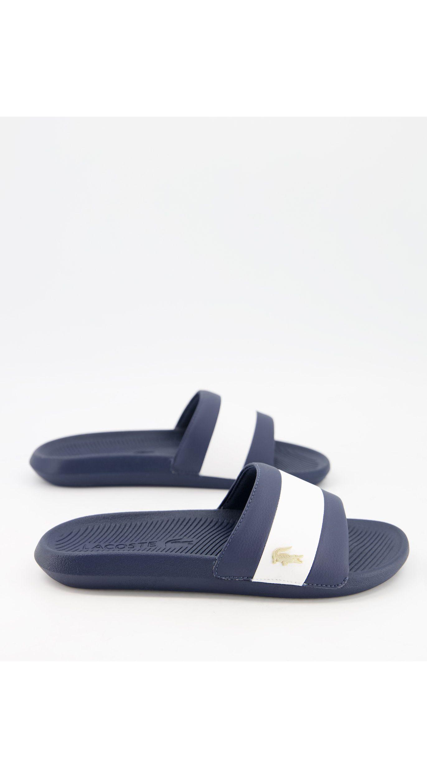 Lacoste Croco Sliders With Gold Croc in Navy (Blue) for Men - Lyst