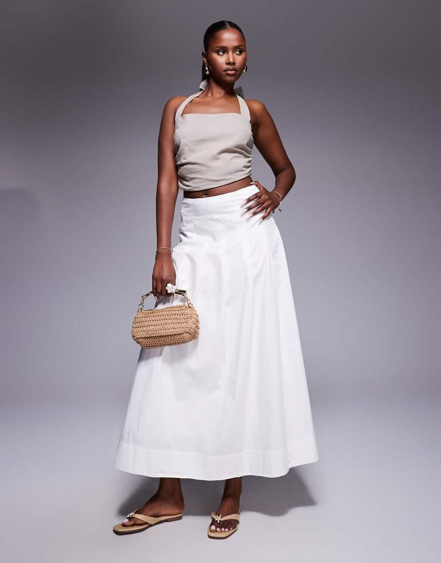 River Island A Line Poplin Midi Skirt in Grey Lyst UK