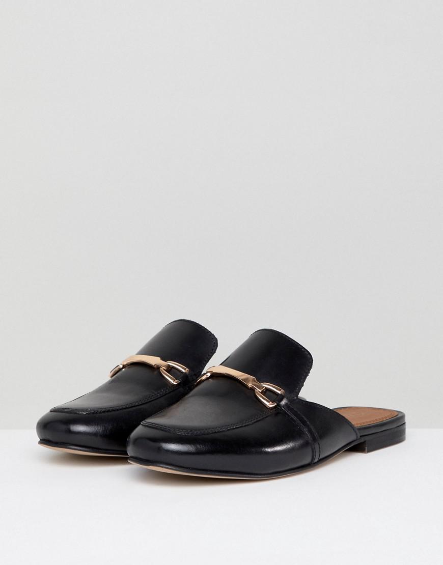 ASOS Movie Wide Fit Leather Mule Loafers in Black | Lyst