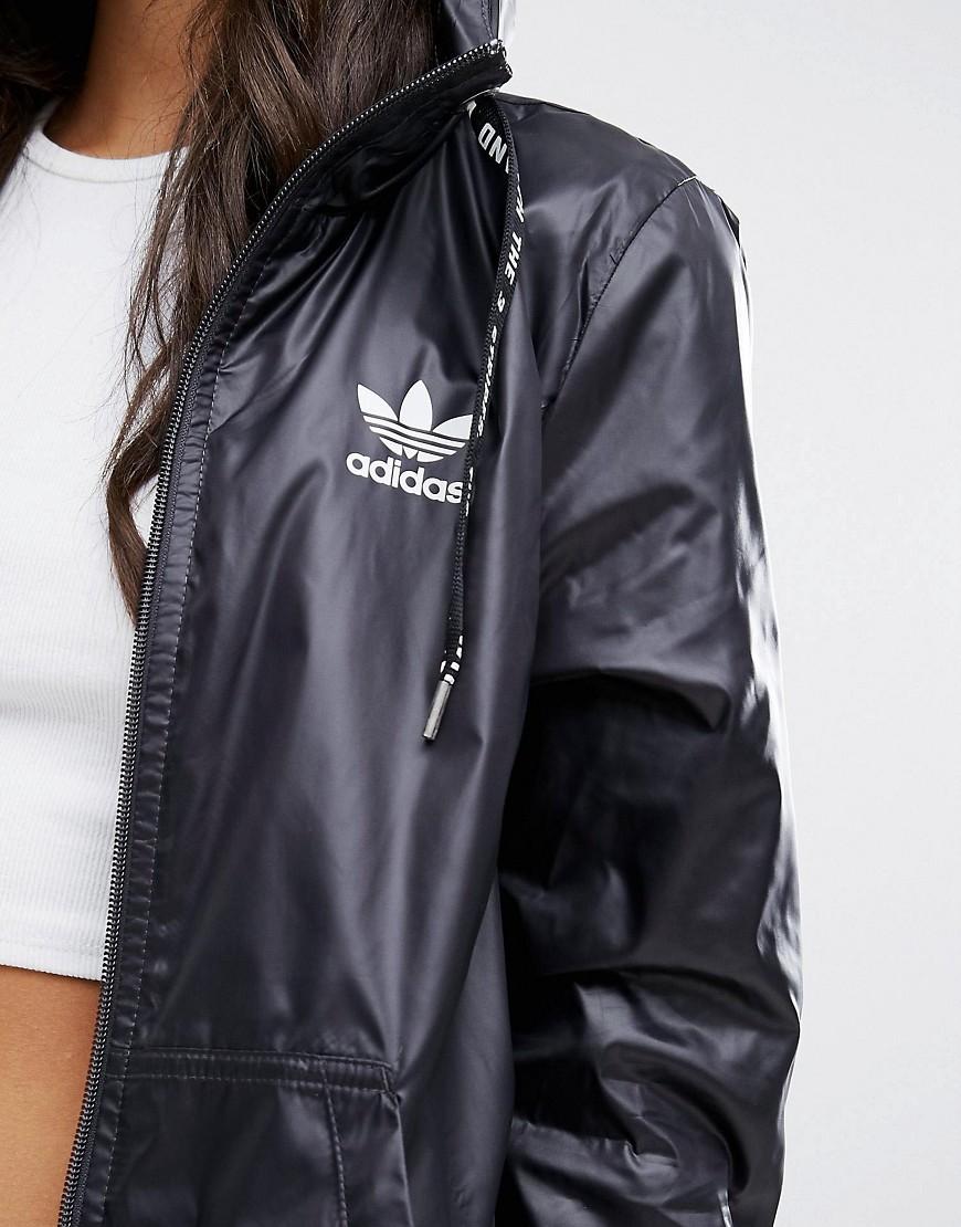 adidas Originals Synthetic Originals Hooded Jacket With Monochrome Trefoil  Logo Back in Black - Lyst