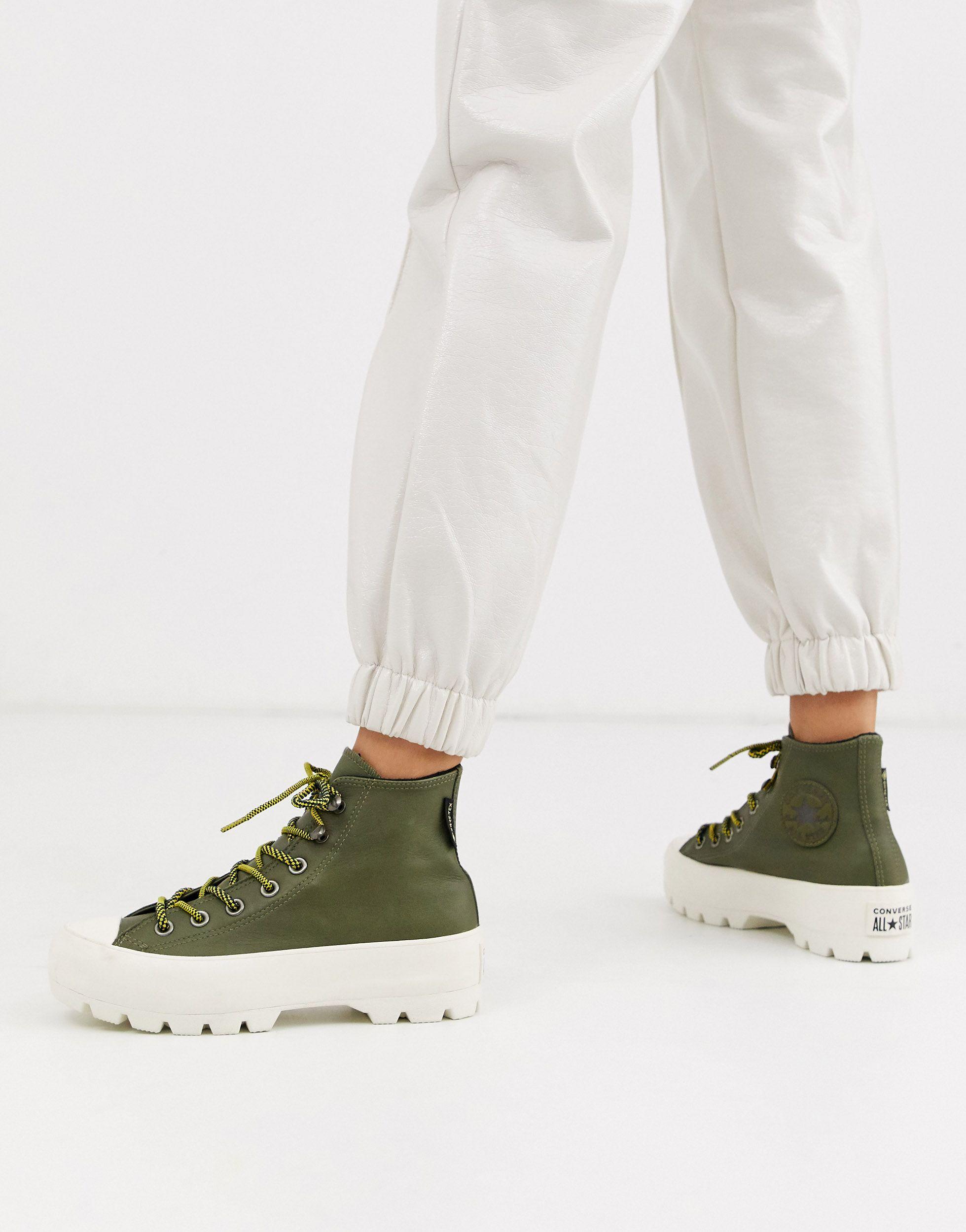 Vær venlig Clip sommerfugl Lima Converse Goretex Leather Chuck Taylor Hi Chunky Sole Hiker Boots in Green |  Lyst
