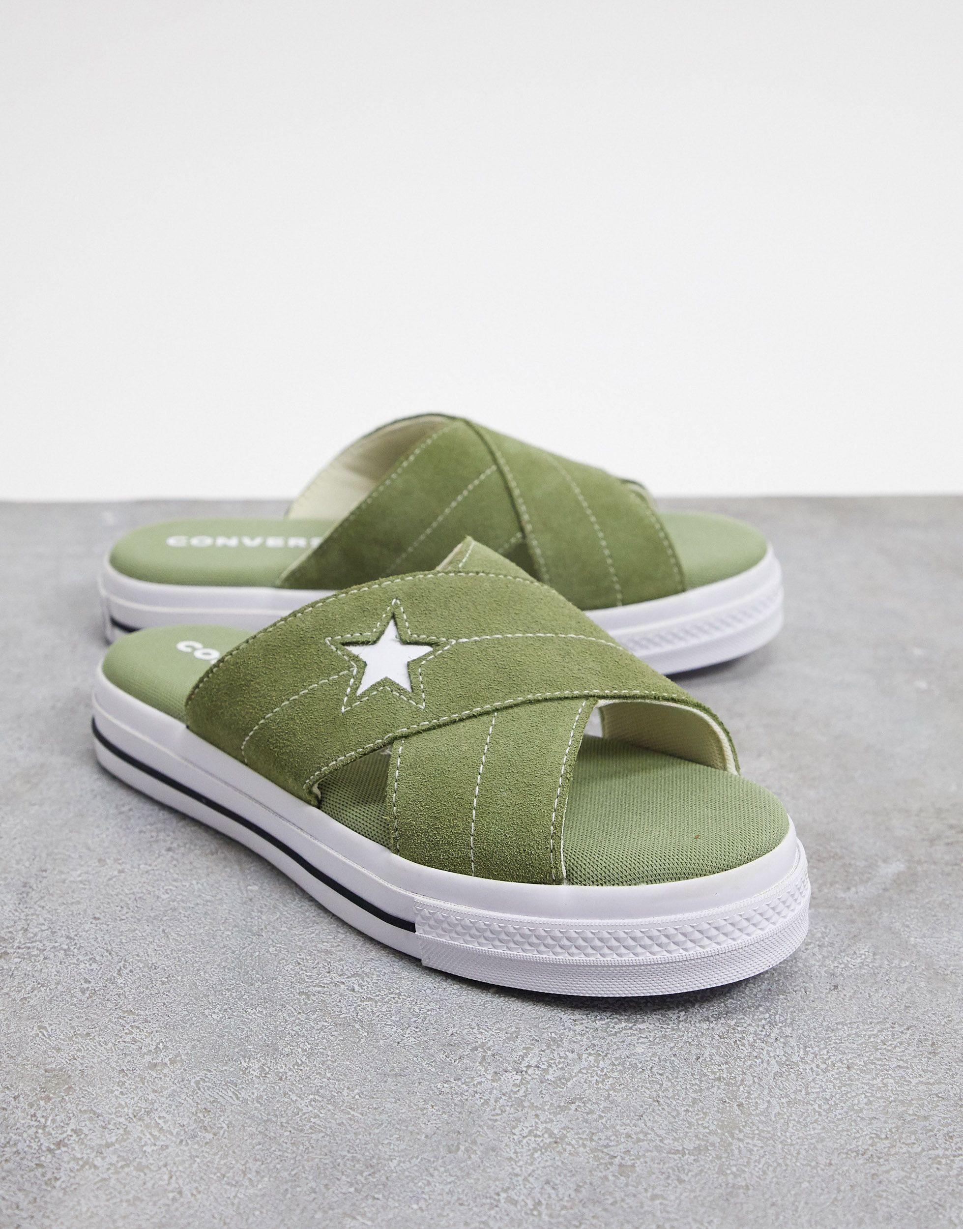 Converse One Star Khaki Green Sandals | Lyst
