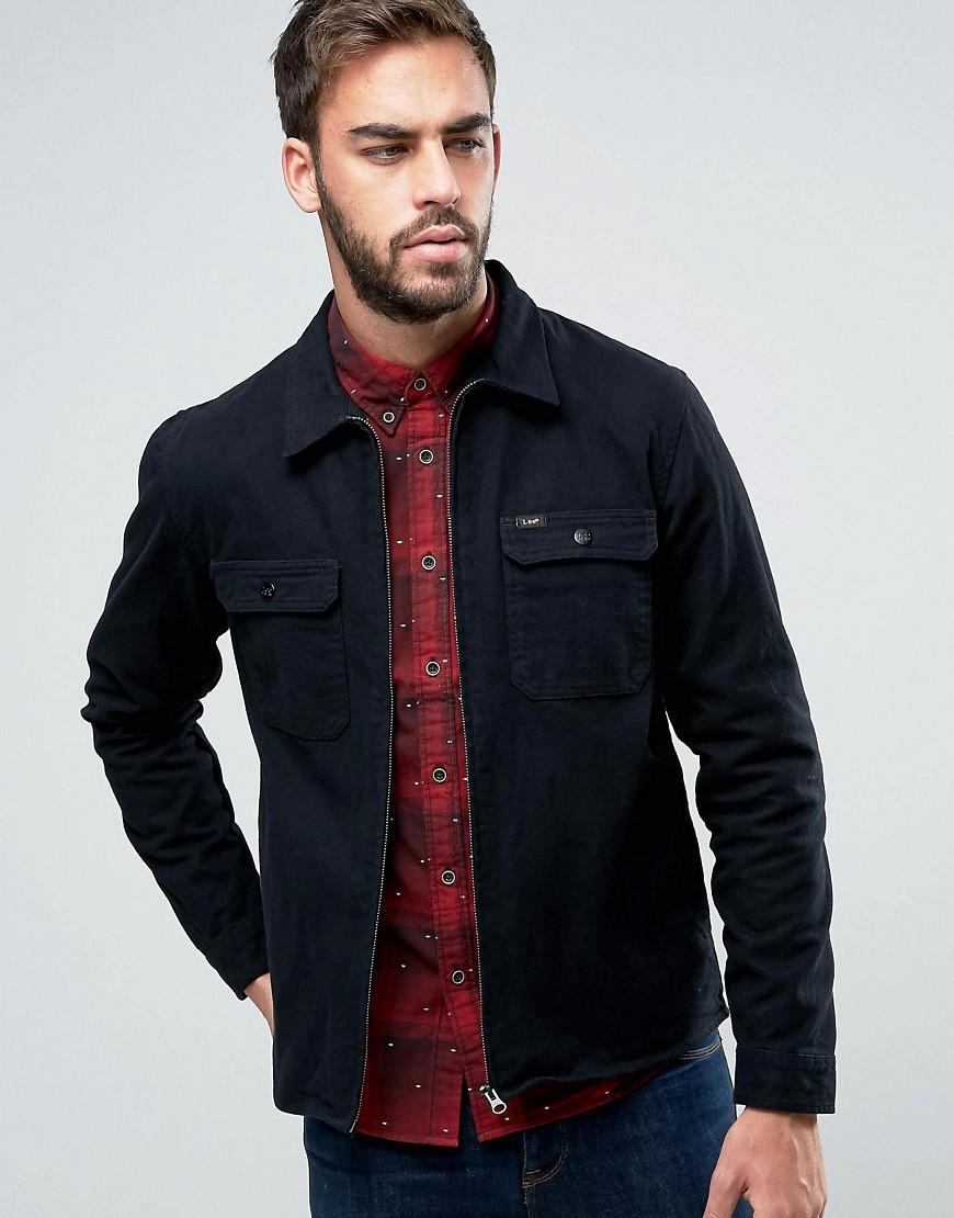 Lee Jeans Rider Regular Fit Zip Up Denim Jacket in Black for Men - Lyst