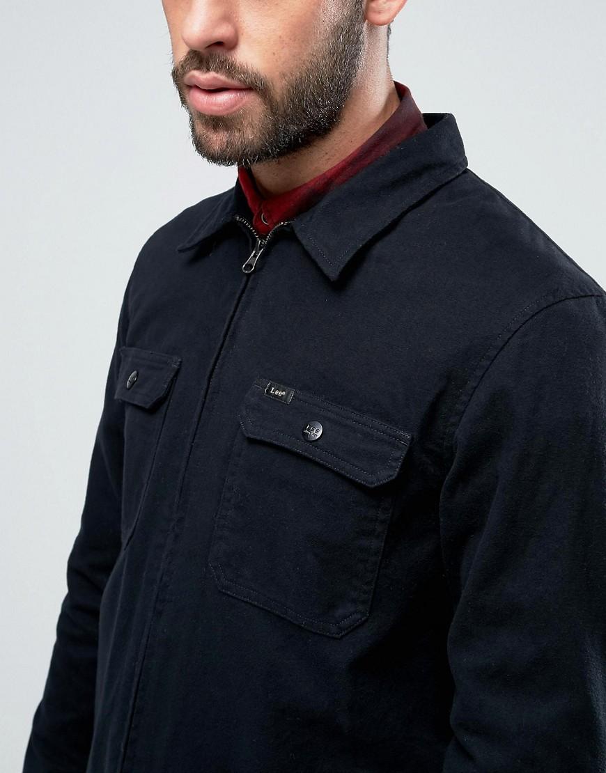 Lee Jeans Rider Regular Fit Zip Up Denim Jacket in Black for Men Lyst