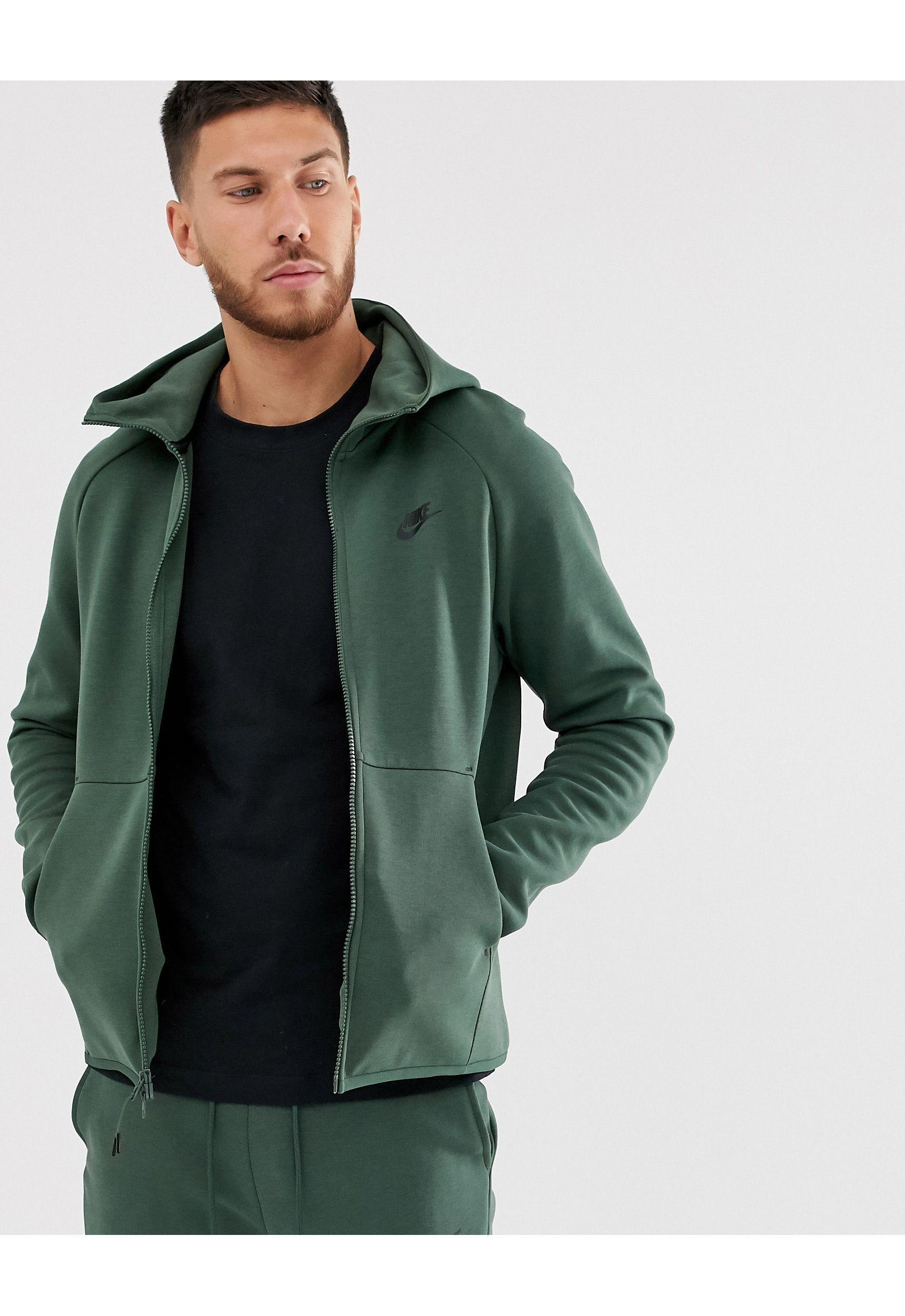 Nike Tech Fleece Hoodie Khaki in Green for Men | Lyst UK