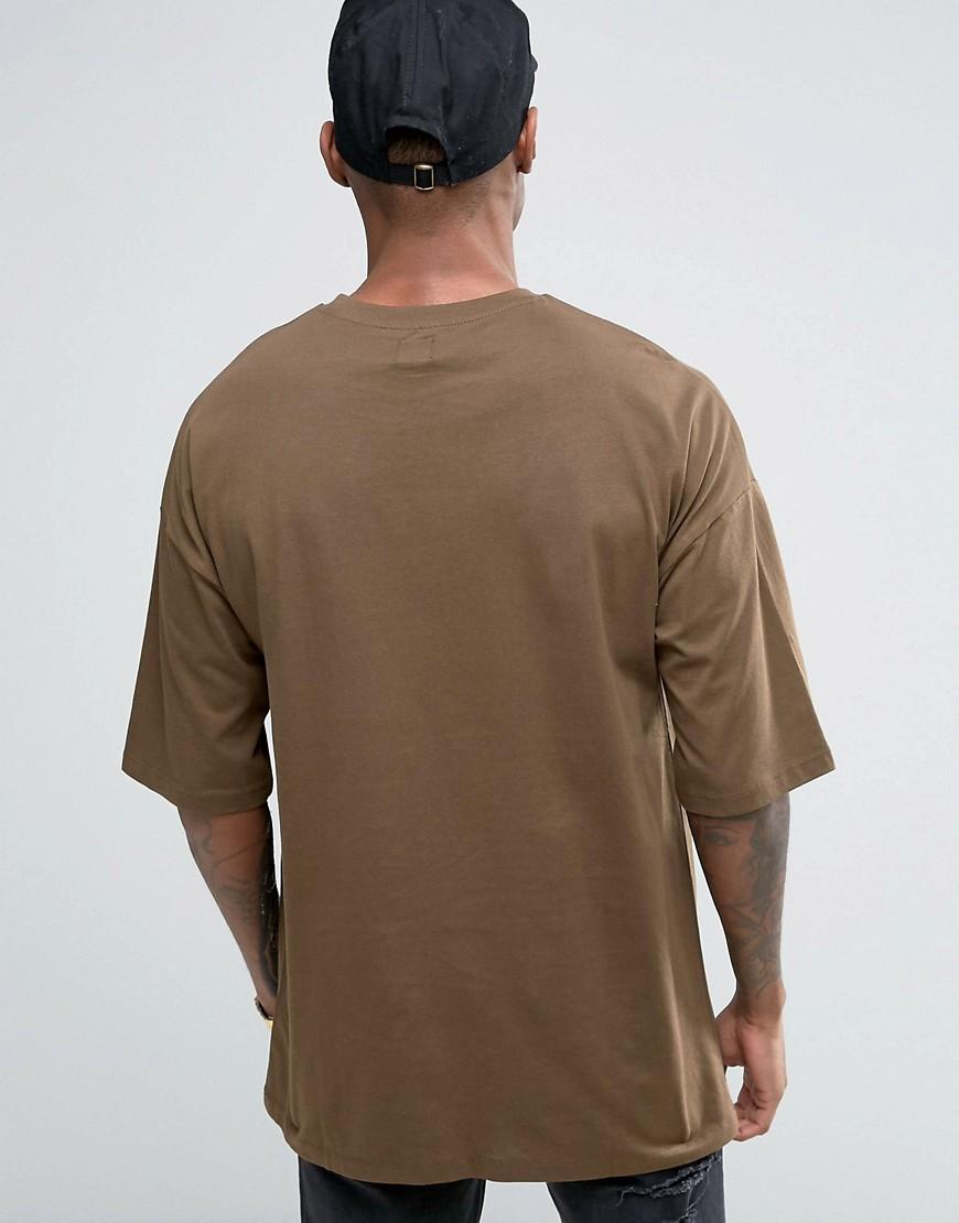 ASOS Cotton Oversized Tshirt In Brown With Half Sleeve for Men Lyst