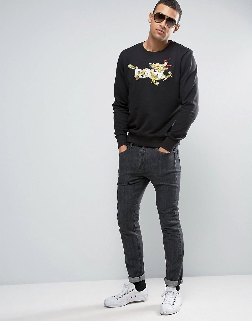 G-Star RAW Cotton Nolyn Embroidered Dragon Sweater in Black for Men - Lyst