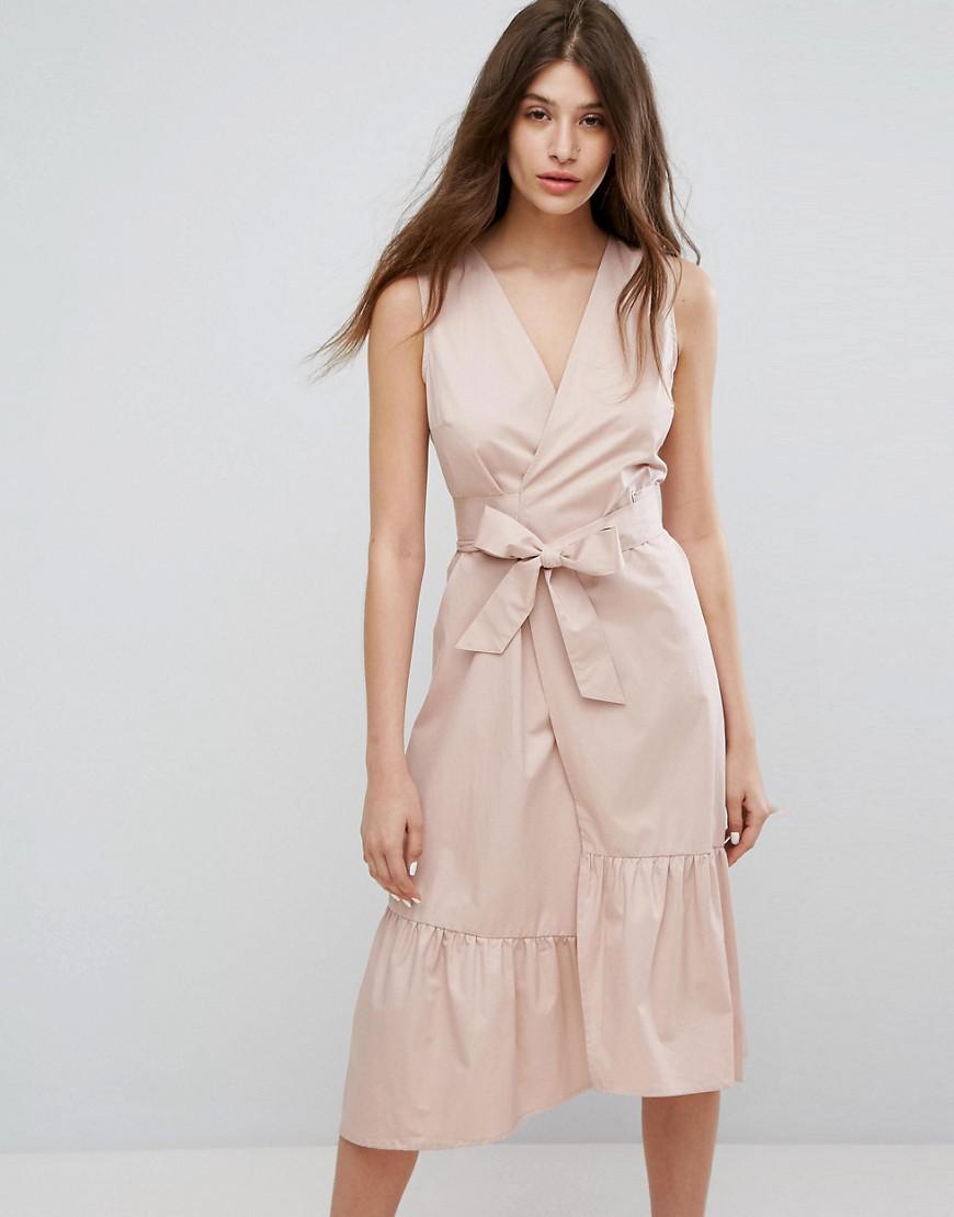 warehouse pink wrap dress